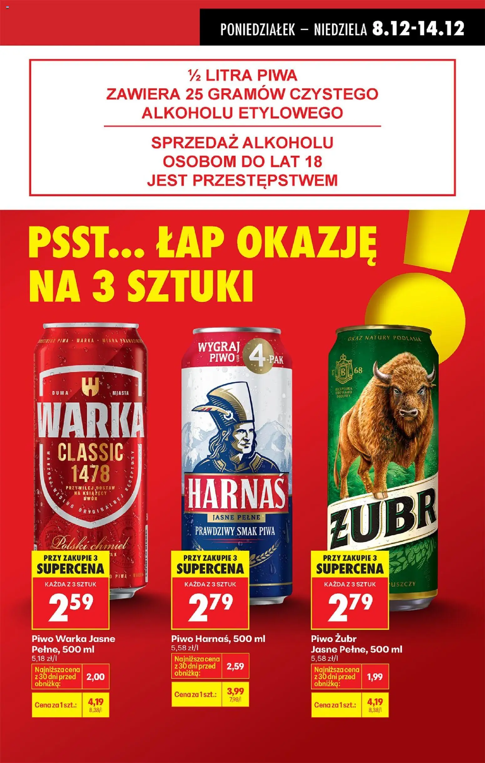Biedronka gazetka od 08.12.2025 | Strona: 21 | Produkty: Warka, Piwo Warka, Harnaś, Piwo