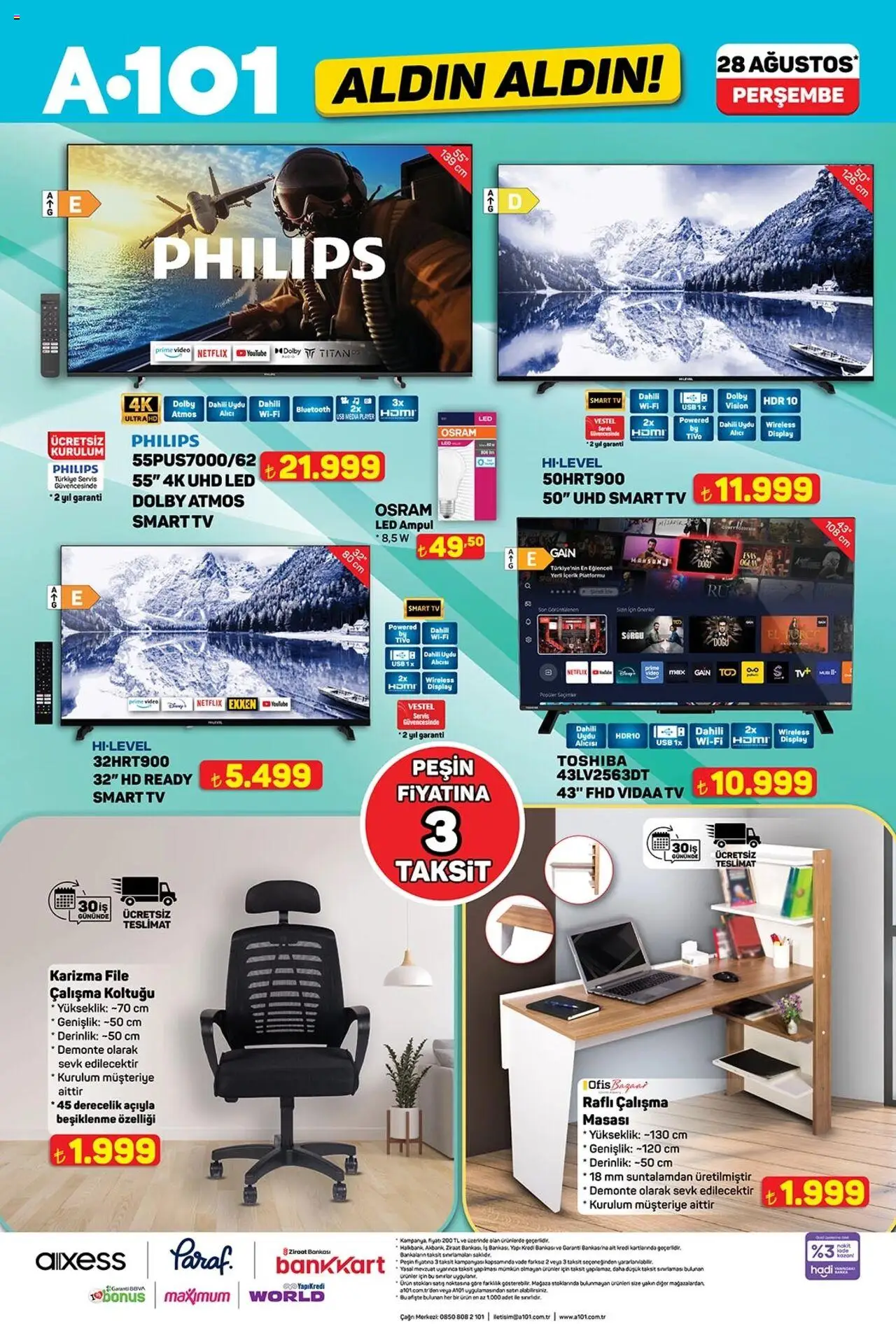 A101 Katalog Aldın Aldın - 28.08.2025 tarihinden itibaren geçerlidir | Sayfa: 5 | Ürünler: TV, Video, Uydu, USB