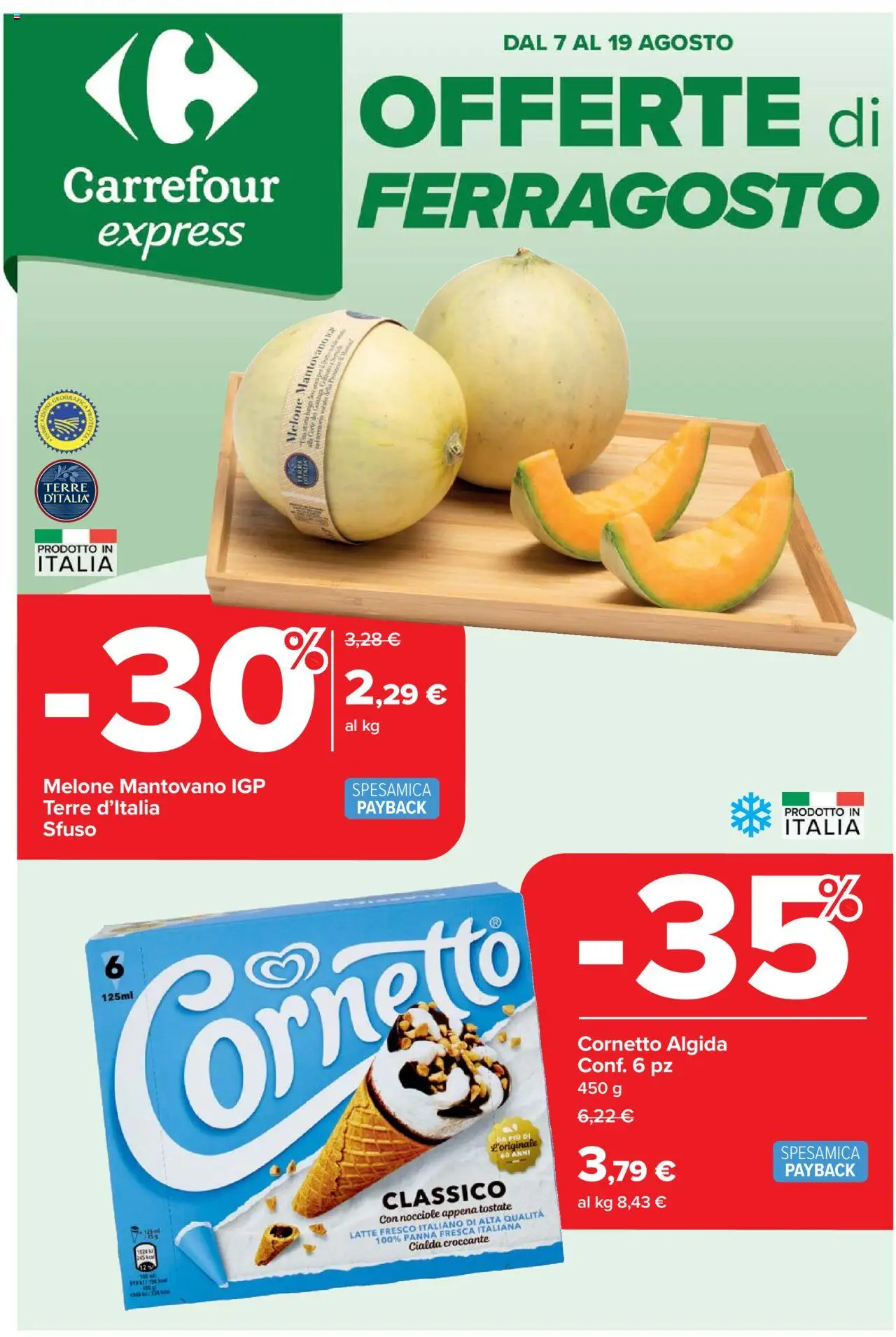 Volantino Carrefour del 07.08.2025 | Pagina: 1 | Prodotti: Panna, Latte, Nocciole, Melone