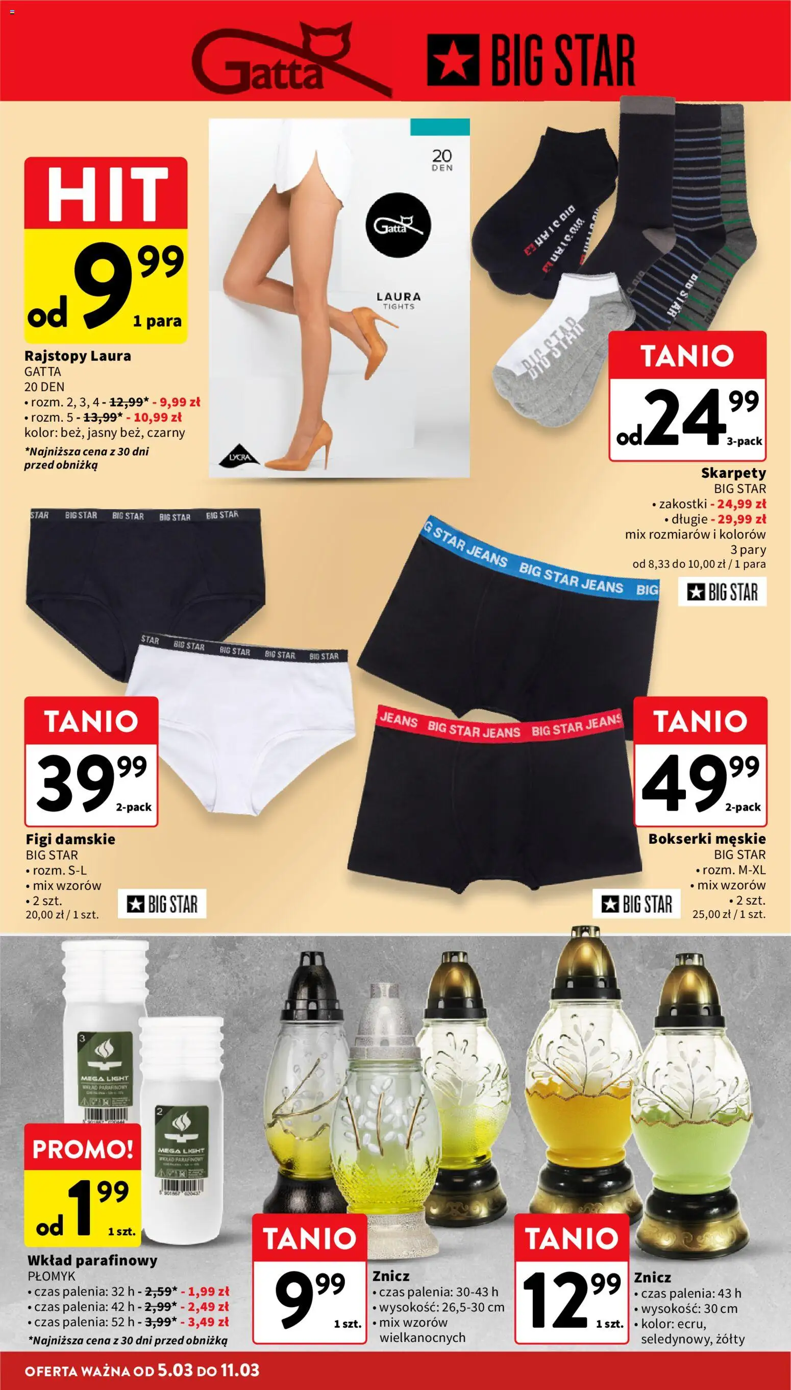 Intermarche gazetka od 05.03.2026 | Strona: 40 | Produkty: Skarpety, Rajstopy, Gatta, Bokserki męskie