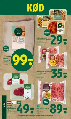 Danske Egnsgårde kalve entrecote eller ribeye, 200 g. Kg-pris 245,00. Frit valg. 1 pakke. gyldig fra 30.10.2025 | Side: 4