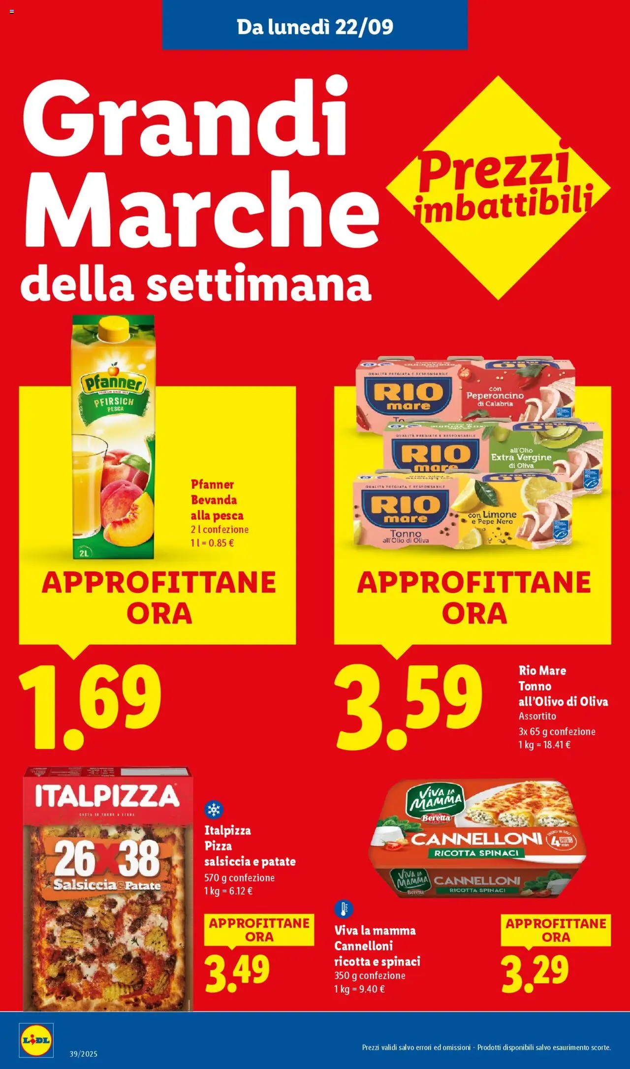 Volantino Lidl del 22.09.2025 | Pagina: 18 | Prodotti: Pizza, Pepe, Peperoncino, Spinaci