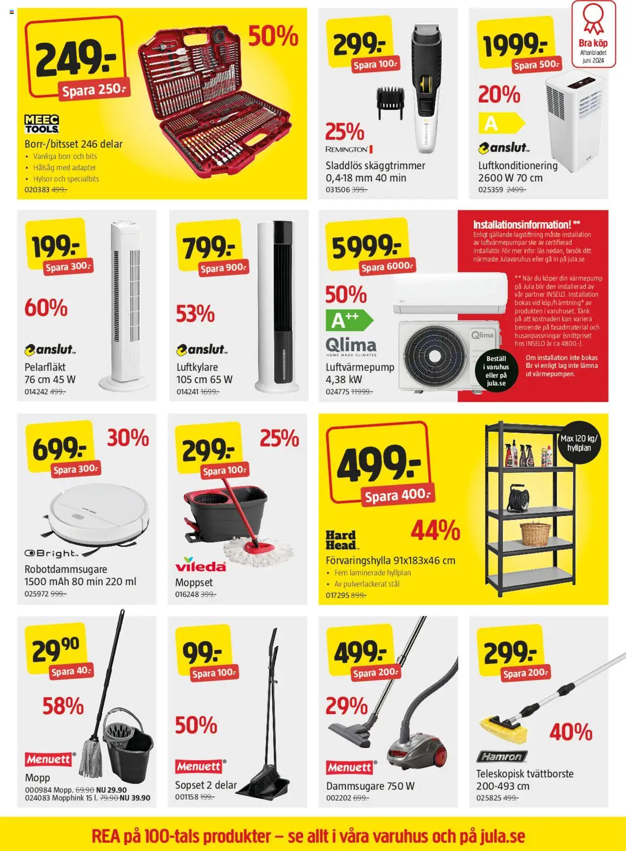 Jula reklamblad aktuell från 07.08.2025 | Sida: 4 | Produkter: Luftkonditionering, Borr, Luftkylare, Adapter