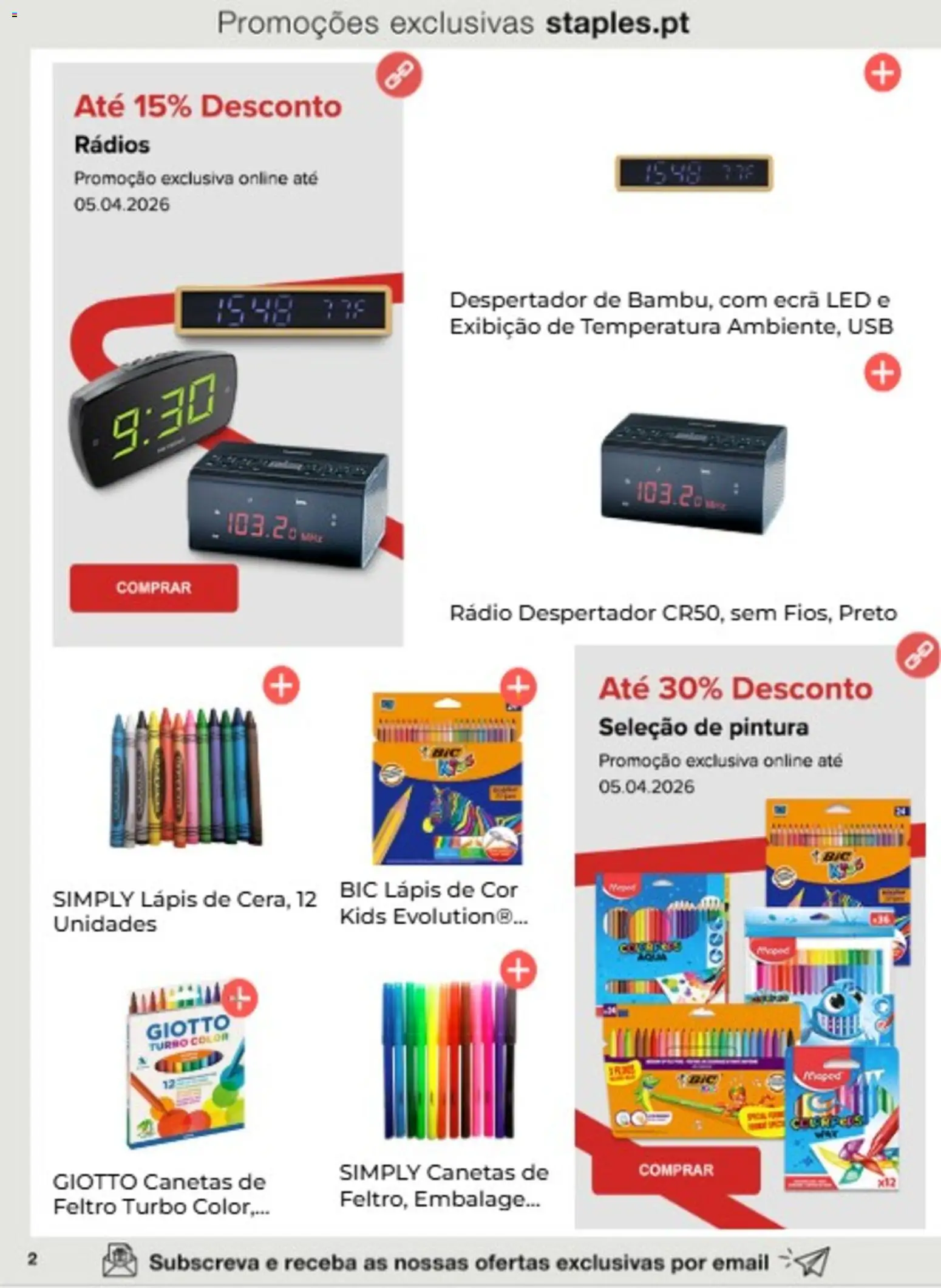 Staples folheto │ válido de 16.03.2026 | Página: 2 | Produtos: Rádio, Despertador, USB