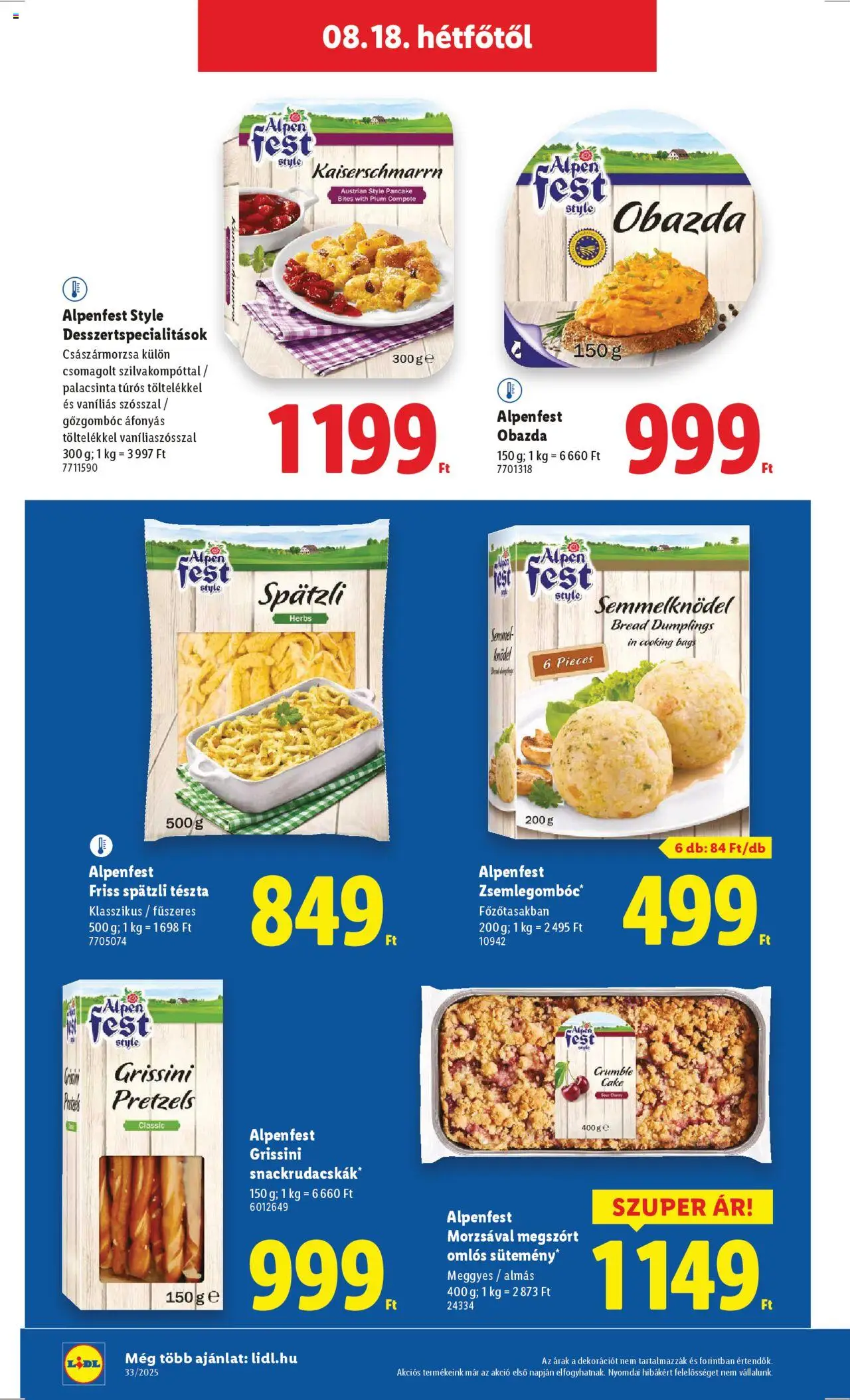 Lidl akciós ujság - amely érvényes a következő dátumtól: 14.08.2025 | Oldal: 60 | Termékek: Grissini, Tészta, Sütemény