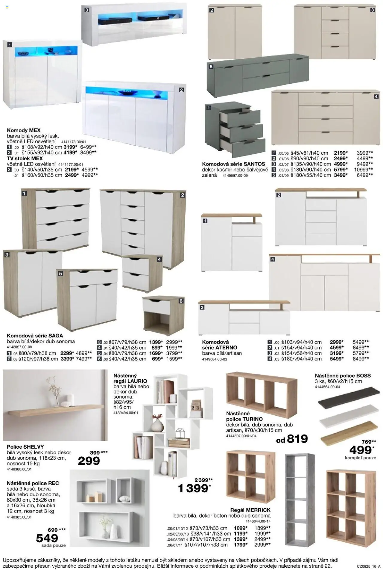 Sconto nábytek leták od 18.06.2025 | Strana: 16 | Produkty: Komody, Modely, Regál, Police