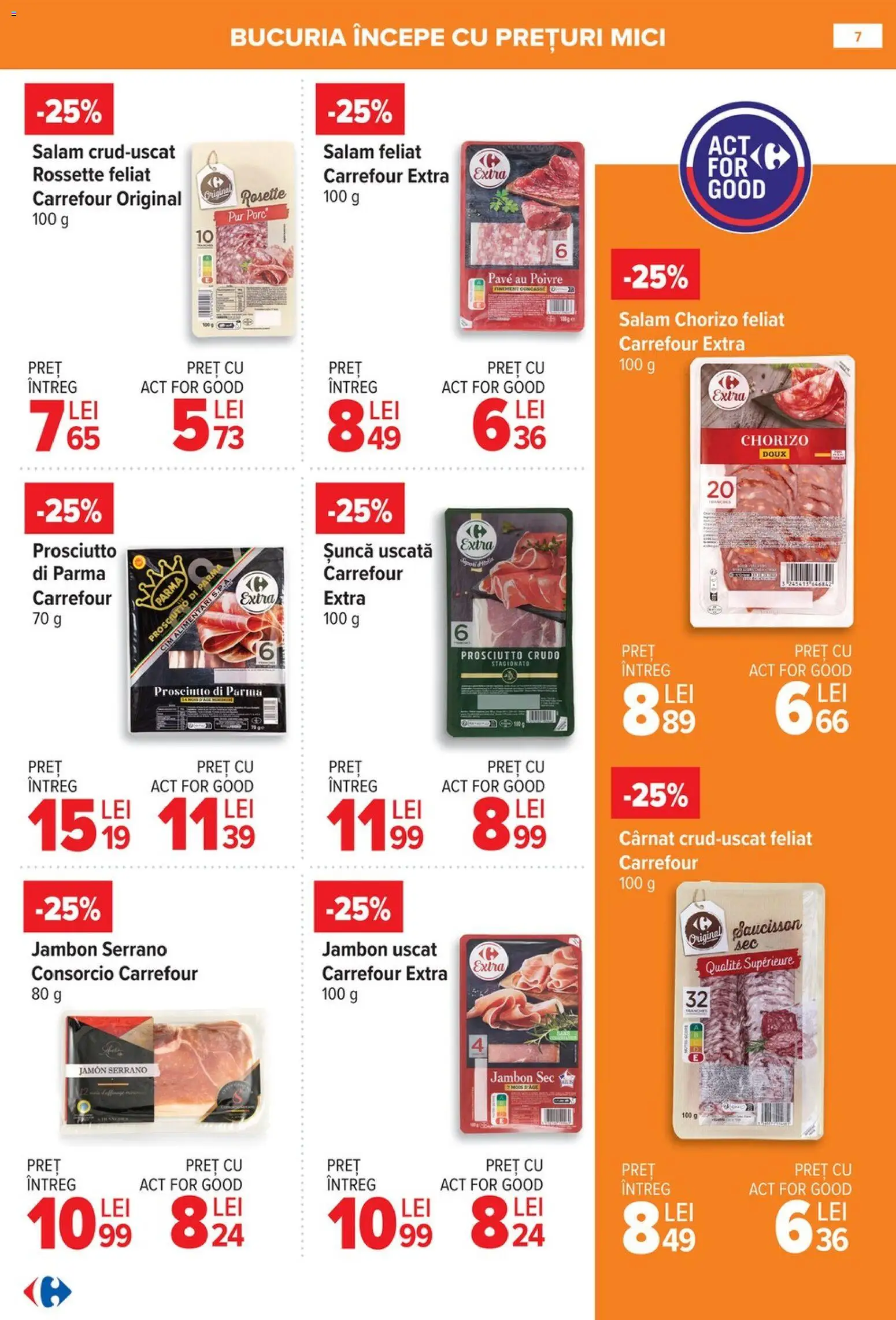 Noul catalog Carrefour – valabil de la 08.01.2026 | Pagină: 7 | Produse: Mici, Salam, Șuncă
