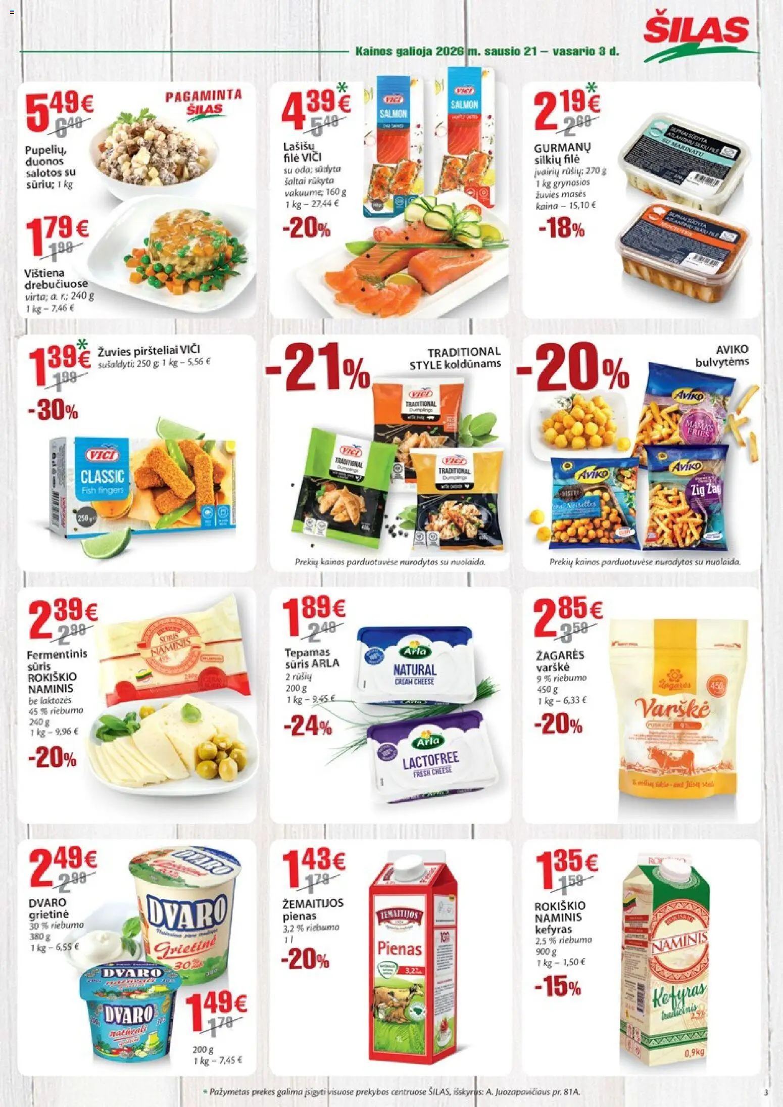 Šilas akcijos nuo 21.01.2026 | Puslapis: 3 | Prekių: Sūris, Varškė, Vištiena, Grietinė