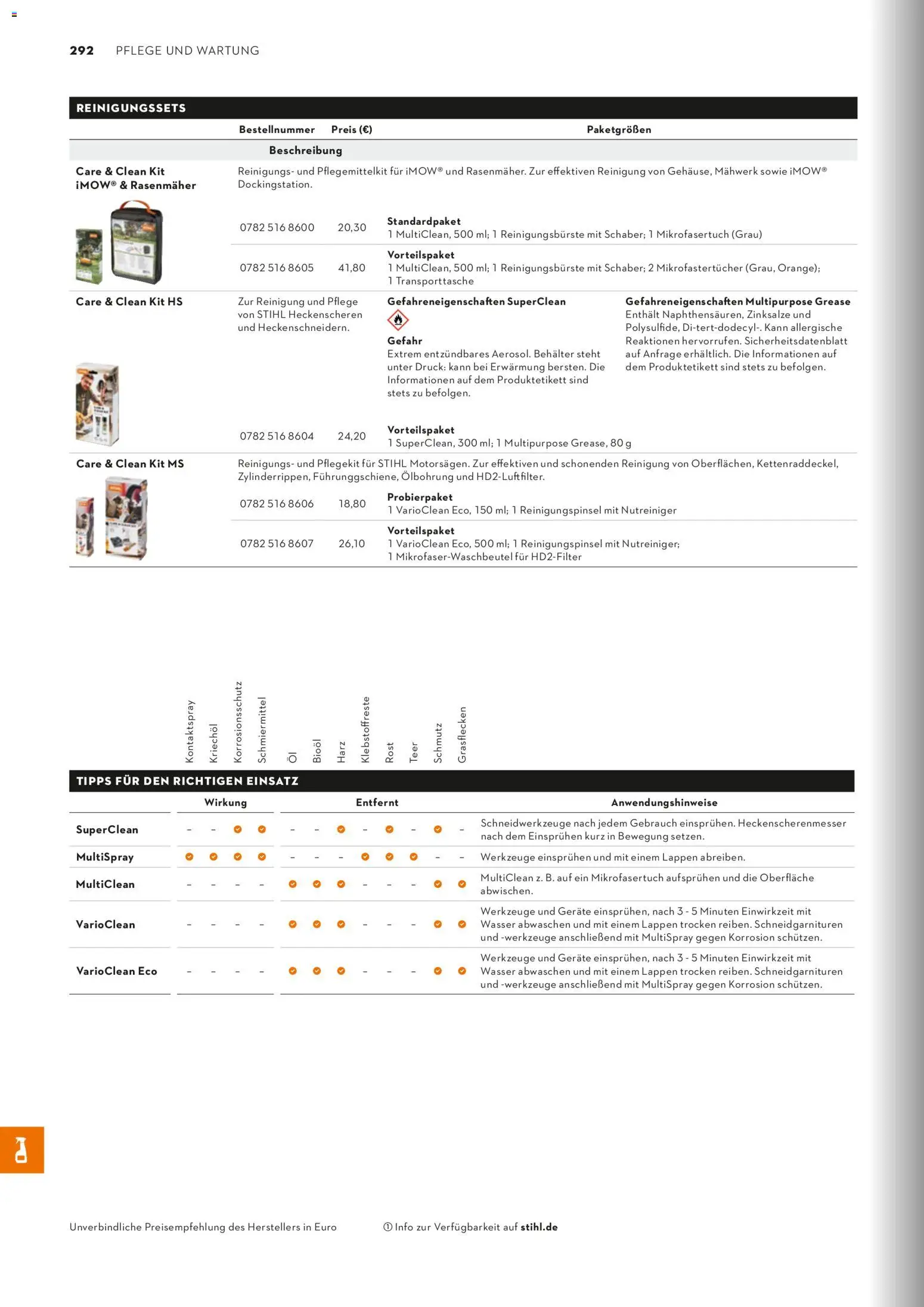 STIHL Katalog – gültig ab 01.01.2026 | Seite: 292 | Produkte: Rasenmäher, Wasser