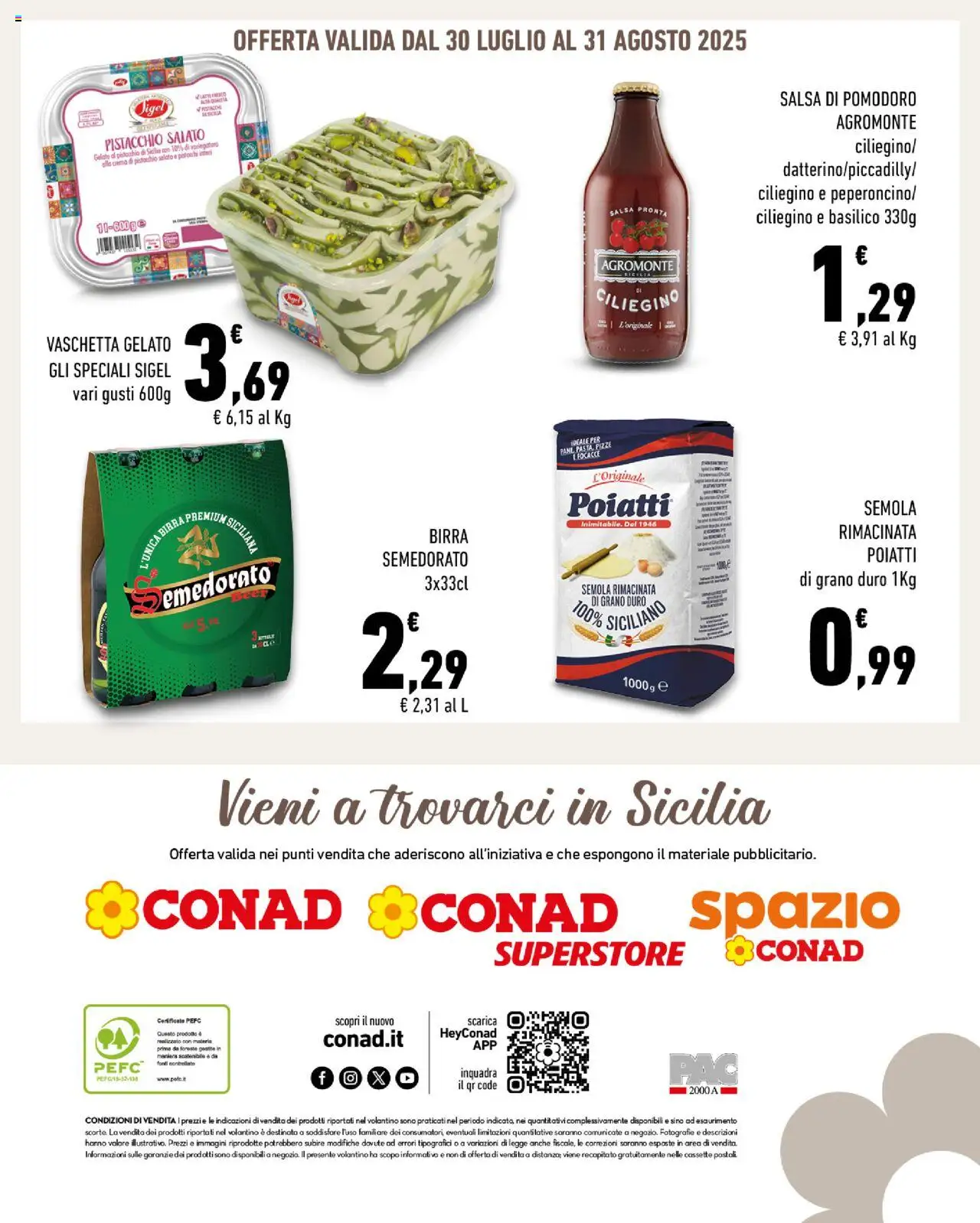 Volantino Conad del 30.07.2025 | Pagina: 12 | Prodotti: Crema, Pane, Gelato, Salsa