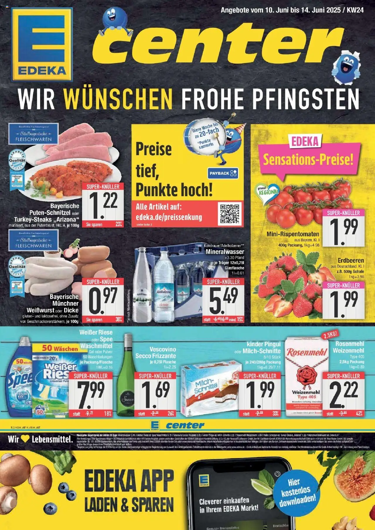 Edeka prospekt Hunderdorf	 - gültig ab dem 08.06.2025 | Seite: 1 | Produkte: Weißwurst, Spee, Waschmittel, Erdbeeren