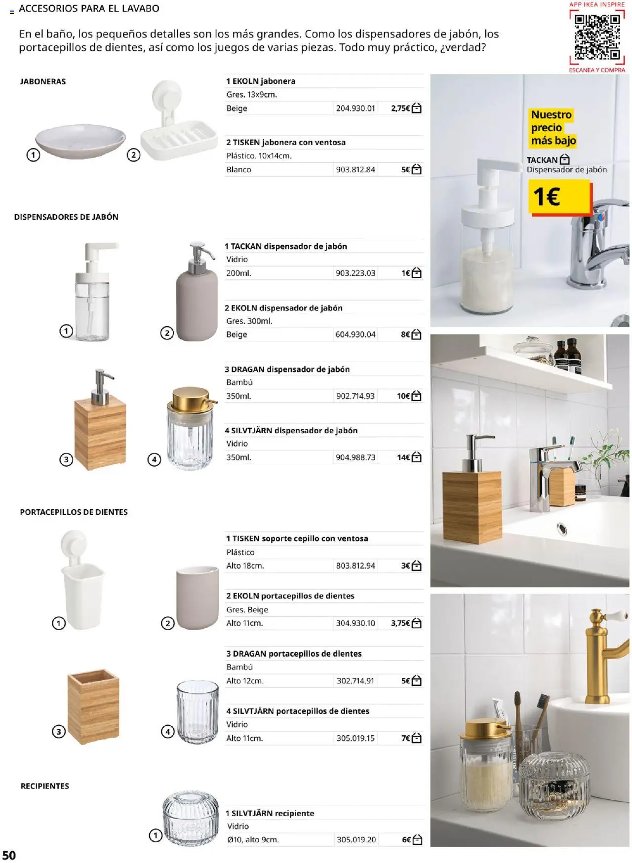 Catálogo IKEA Baňos │ válido desde el 04.02.2025 | Página: 50 | Productos: Cepillo, Jabón, Dispensador de jabón, Dispensador