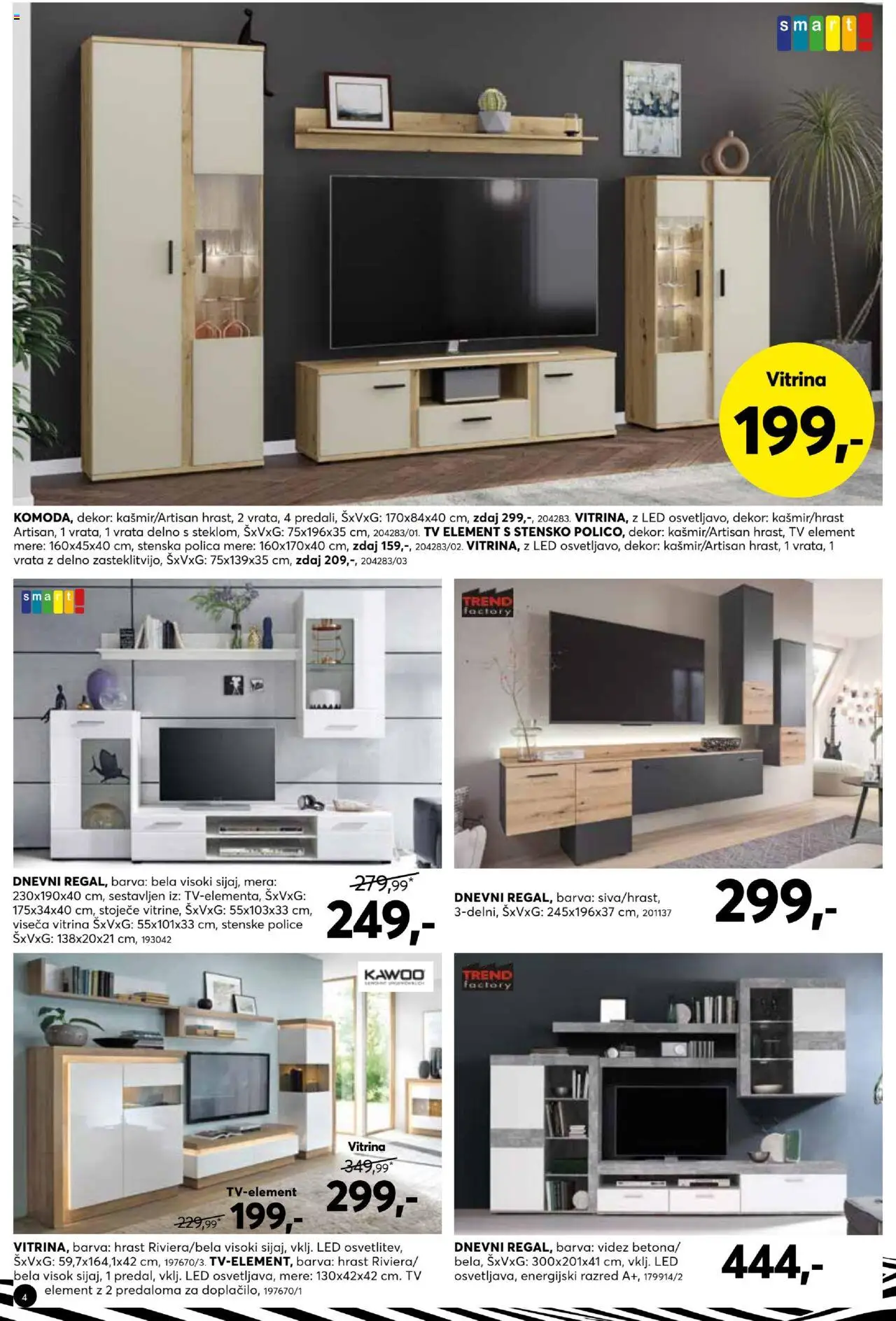 Novi Dipo katalog ponudbe – veljaven od 17.09.2025 | Stran: 4 | Izdelki: Tv, Polica, Barva, Vrata