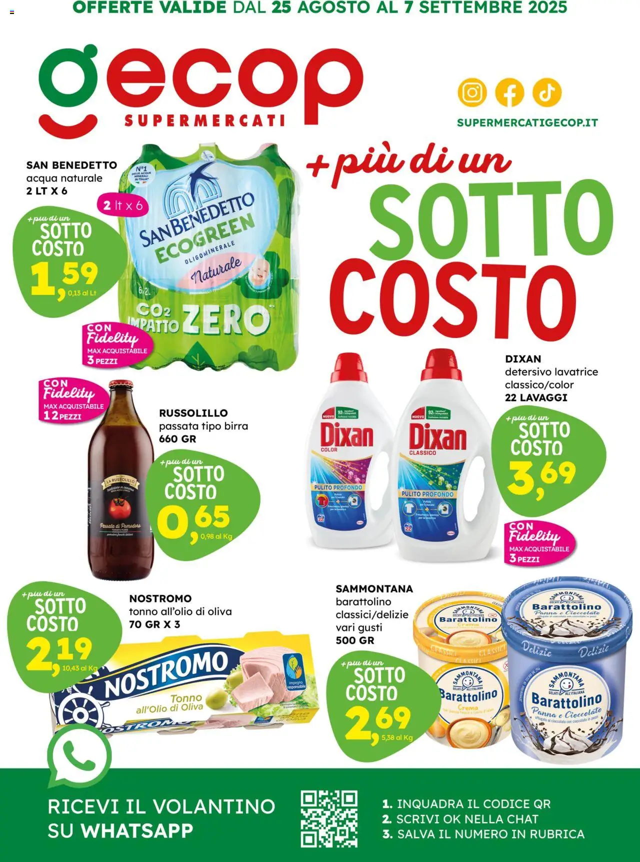 Volantino GECOP del 25.08.2025 | Pagina: 1 | Prodotti: Cioccolato, Panna, Pomodoro, Acqua naturale