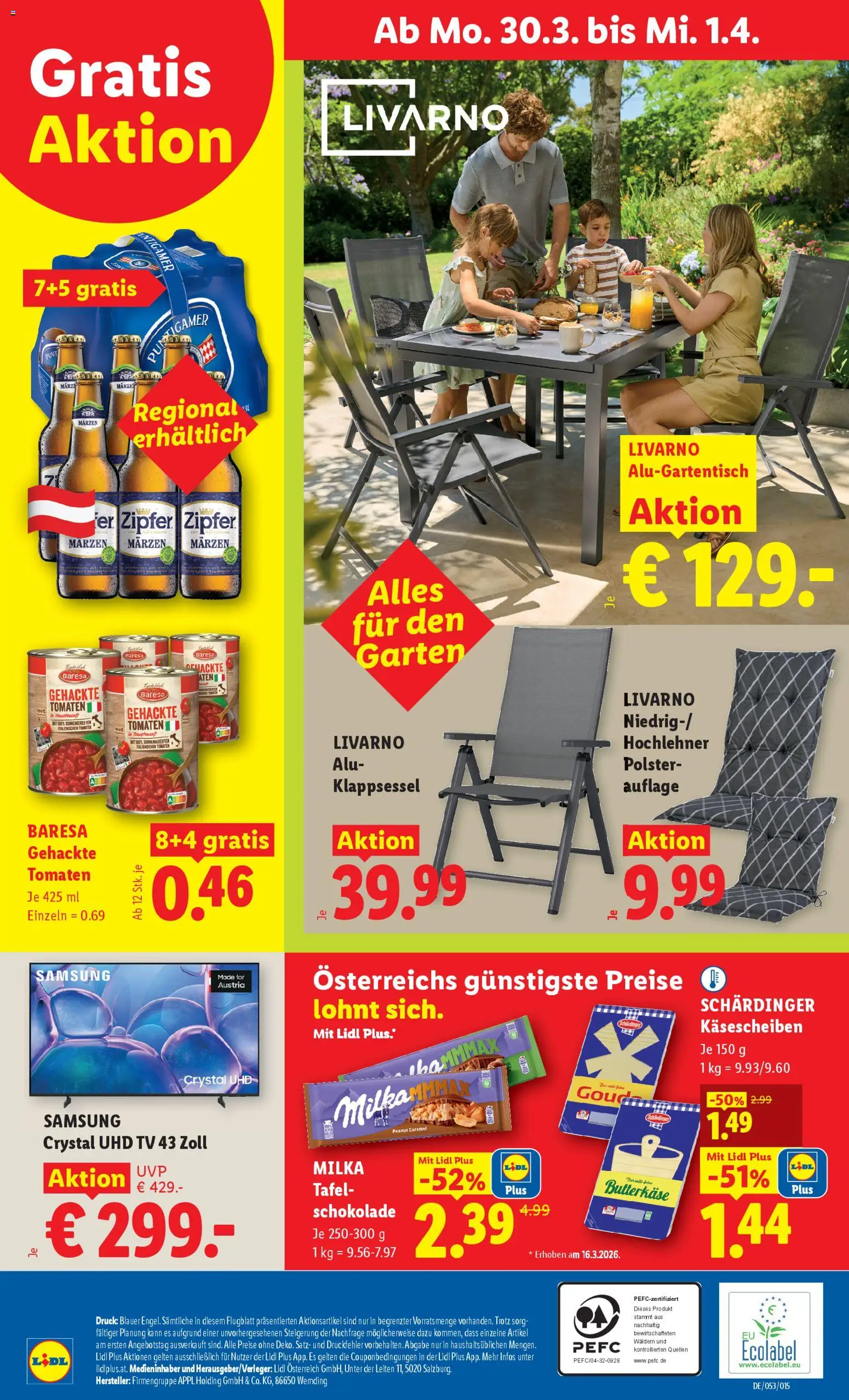 Lidl - Flugblatt gültig ab 26.03.2026 | Seite: 29 | Produkte: TV, Samsung, Schokolade, Tomaten