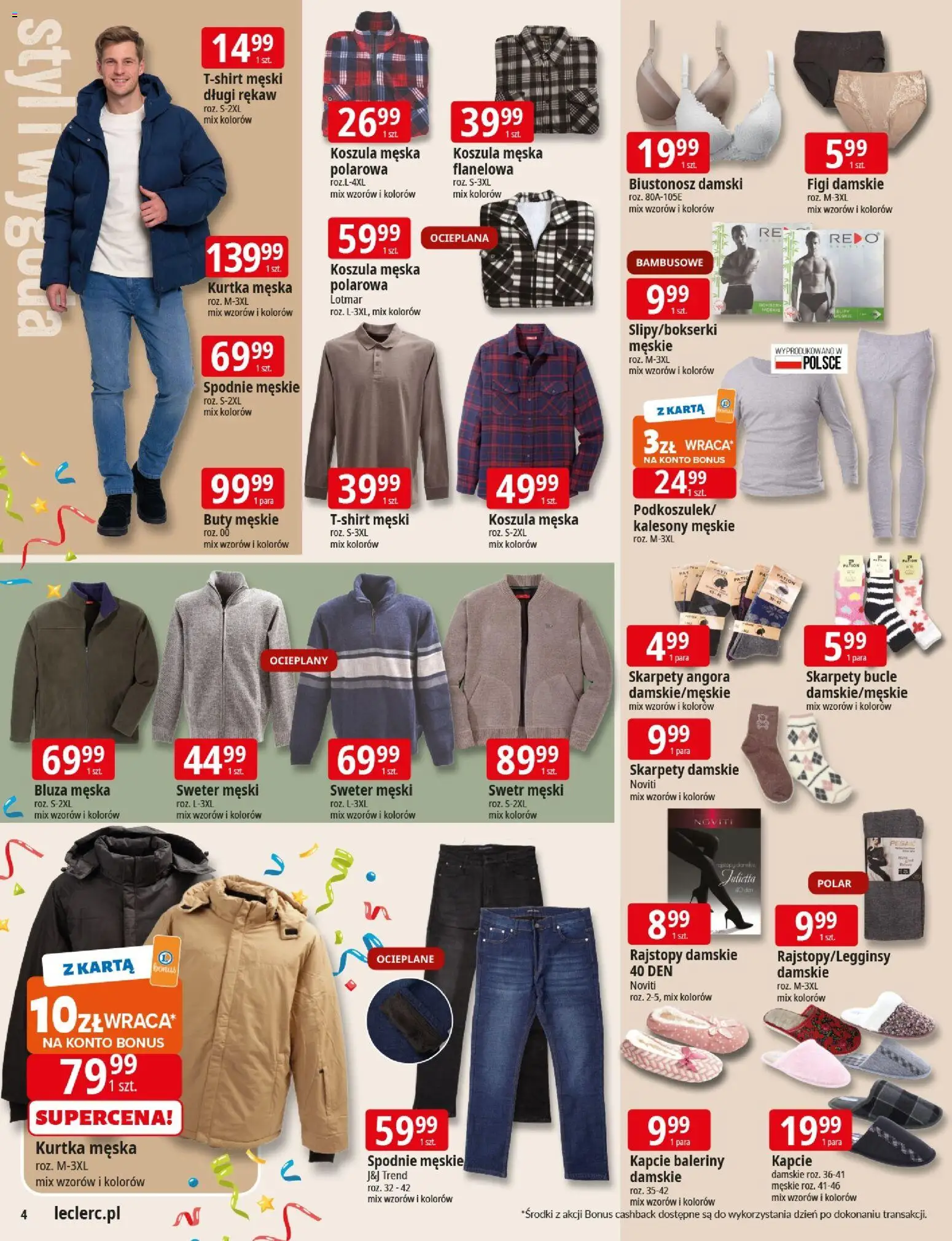E.Leclerc Gazetka - Wrocław od 04.11.2025 | Strona: 4 | Produkty: Karta, Skarpety, Baleriny, Kapcie