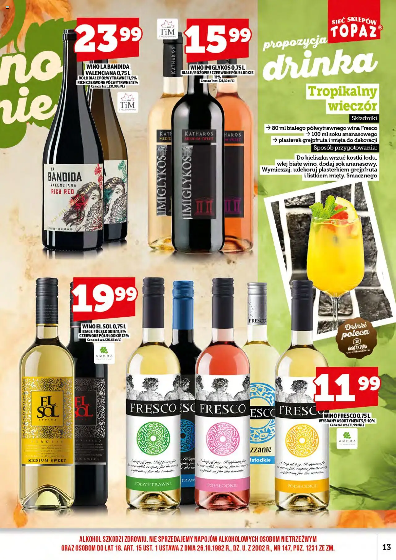 Topaz Gazetka alkoholowa od 01.10.2025 | Strona: 15 | Produkty: Sok, Wino, Fresco, Alkohol