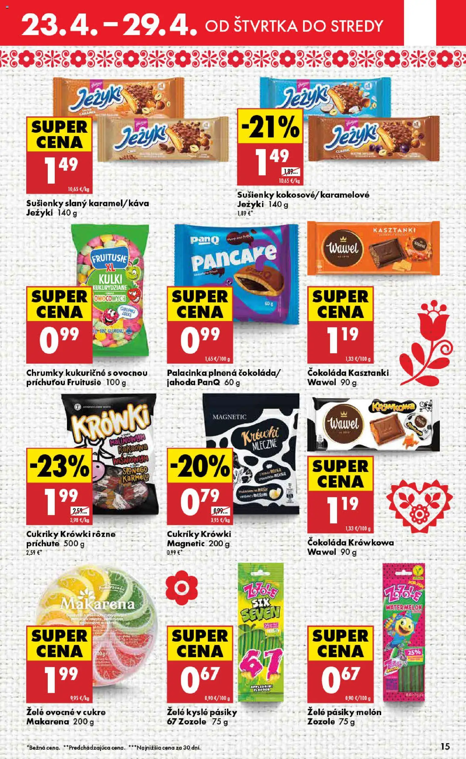 Nové Biedronka akcie – leták je platný od 23.04.2026 | Strana: 15 | Produkty: Káva, Čokoláda, Cukríky, Melón