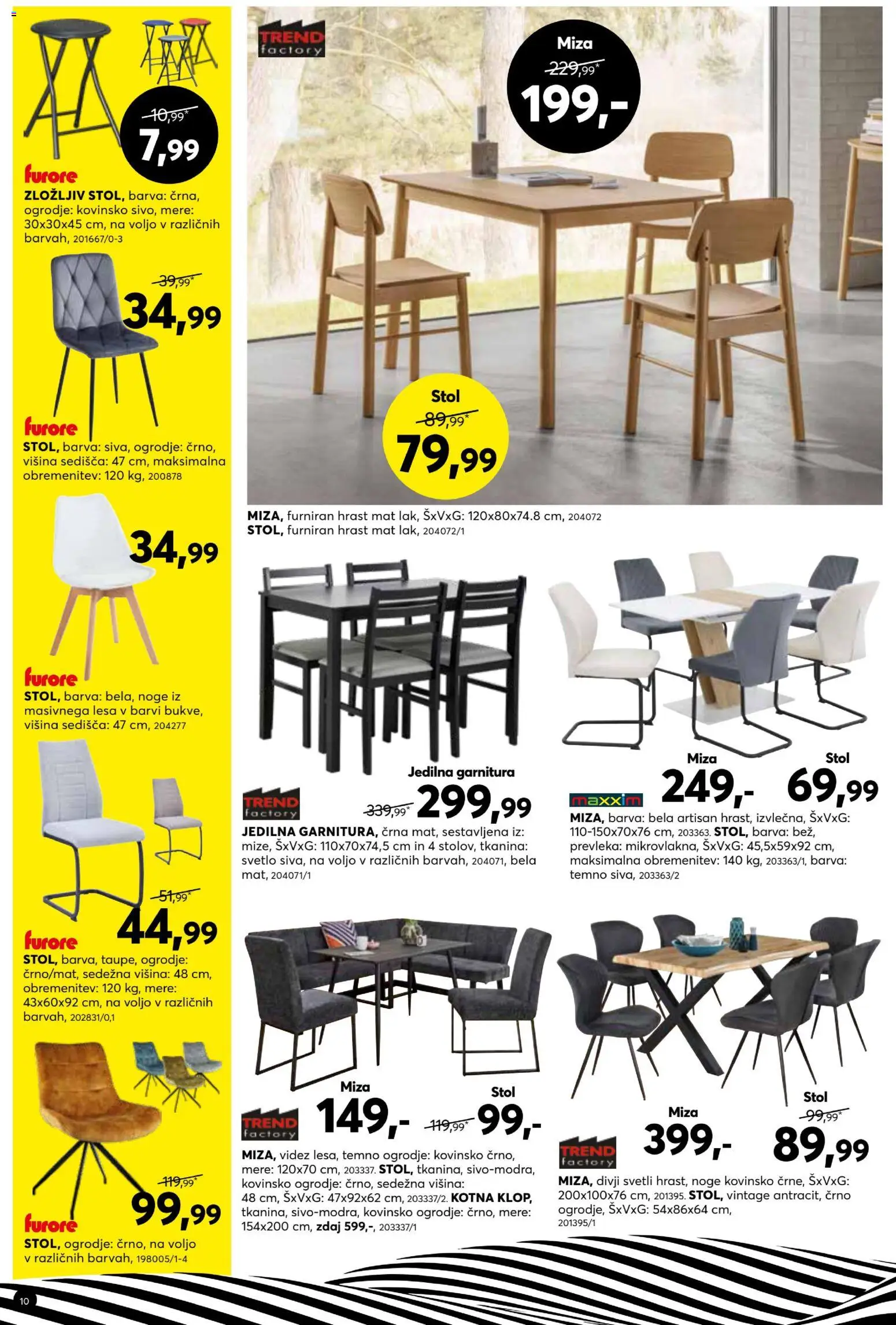 Novi Dipo katalog ponudbe – veljaven od 22.04.2026 | Stran: 10 | Izdelki: Prevleka, Miza, Stol, Barva