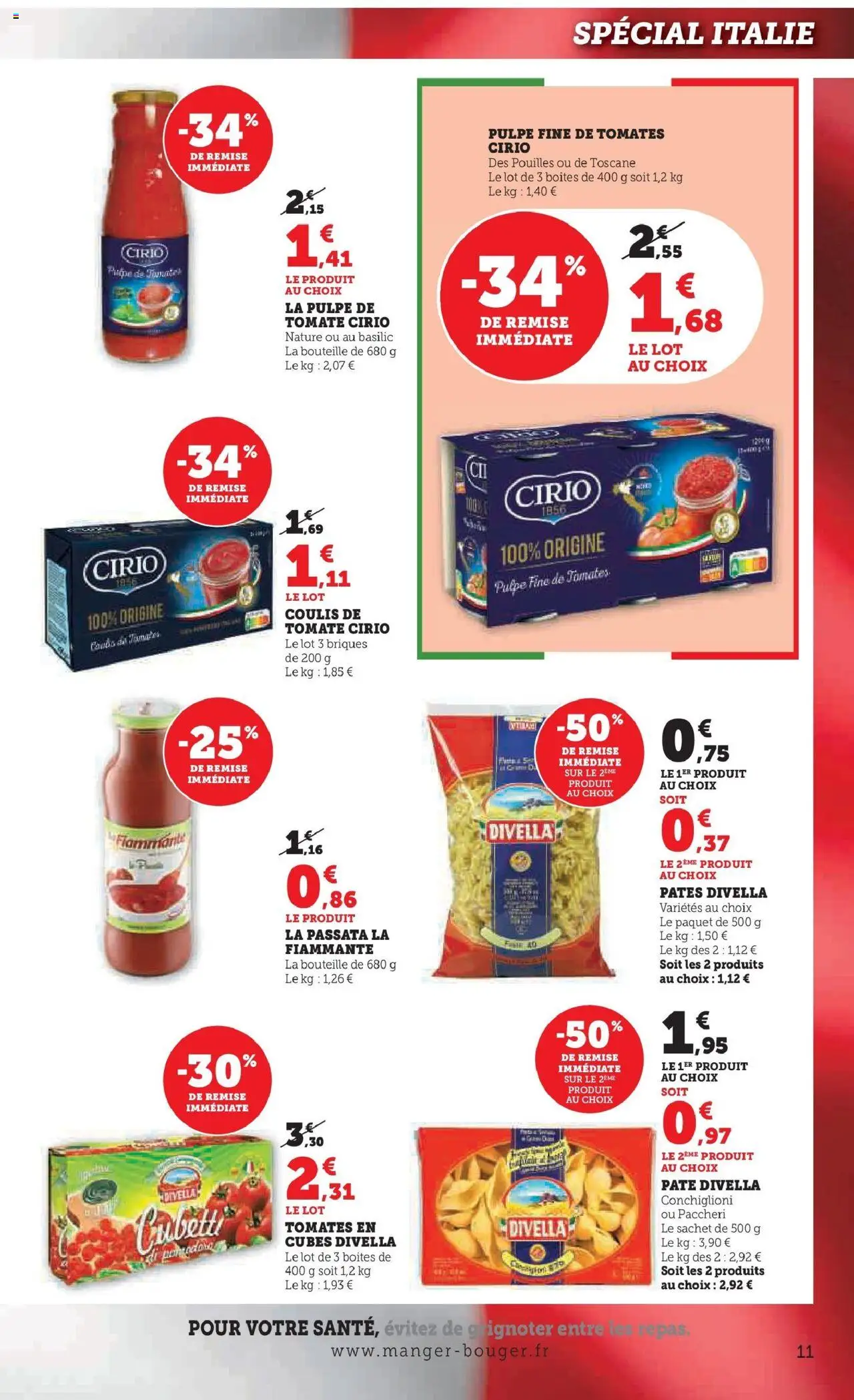 {H1} | Page: 11 | Produits: Briques, Tomates, Pâtes