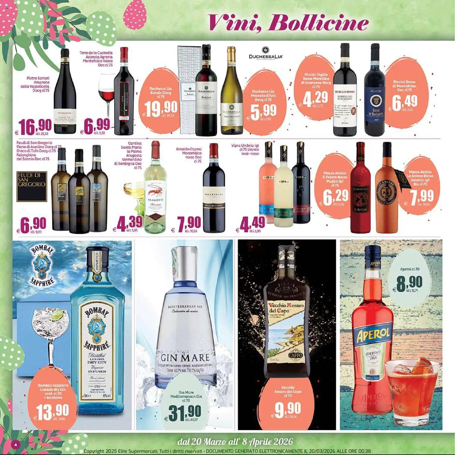 Volantino Elite Supermercati del 20.03.2026 | Pagina: 4 | Prodotti: Gin, Aperol, Amaro, Aperitivo