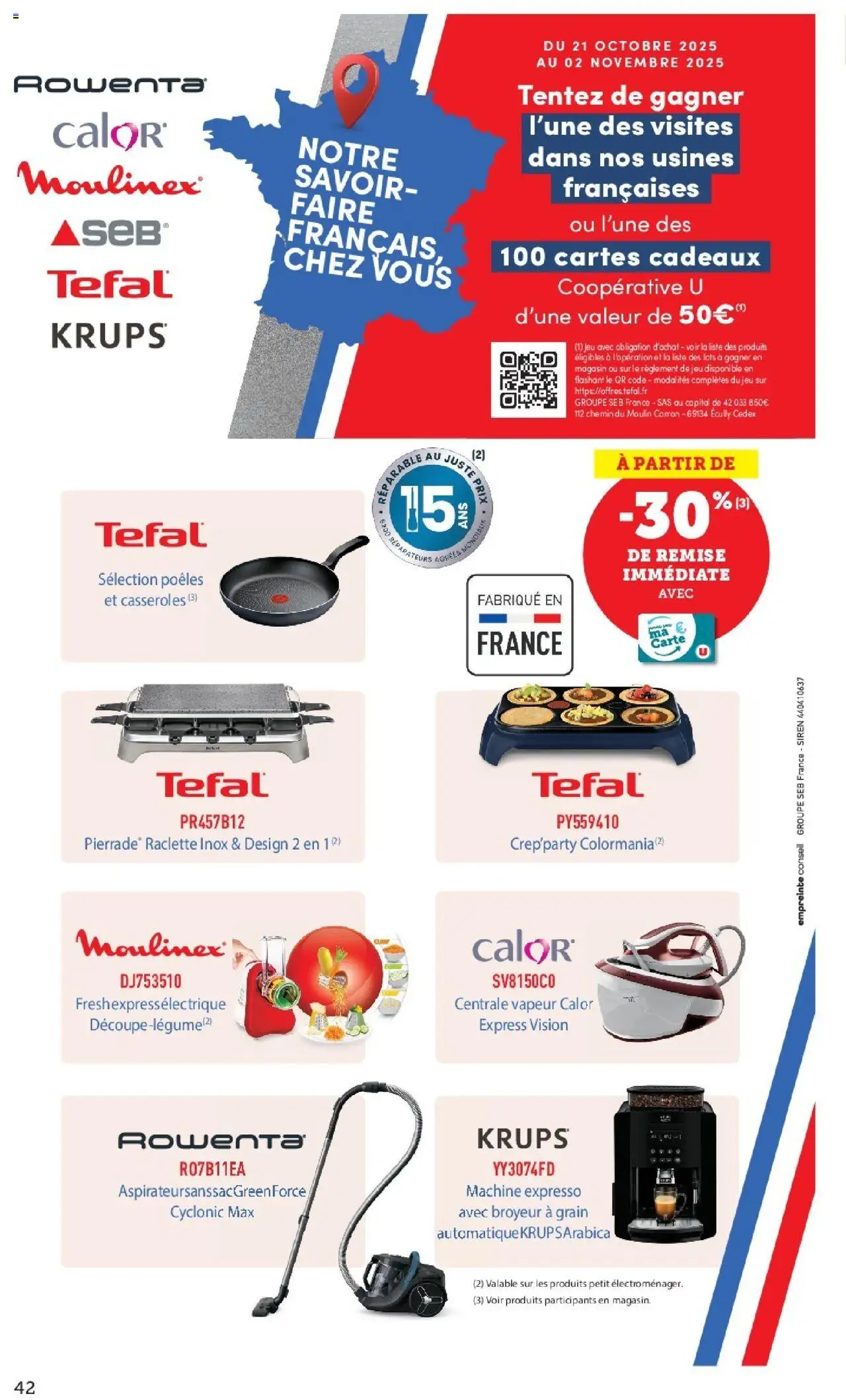 {H1} | Page: 42 | Produits: Casseroles, Broyeur, Centrale vapeur Calor, Raclette