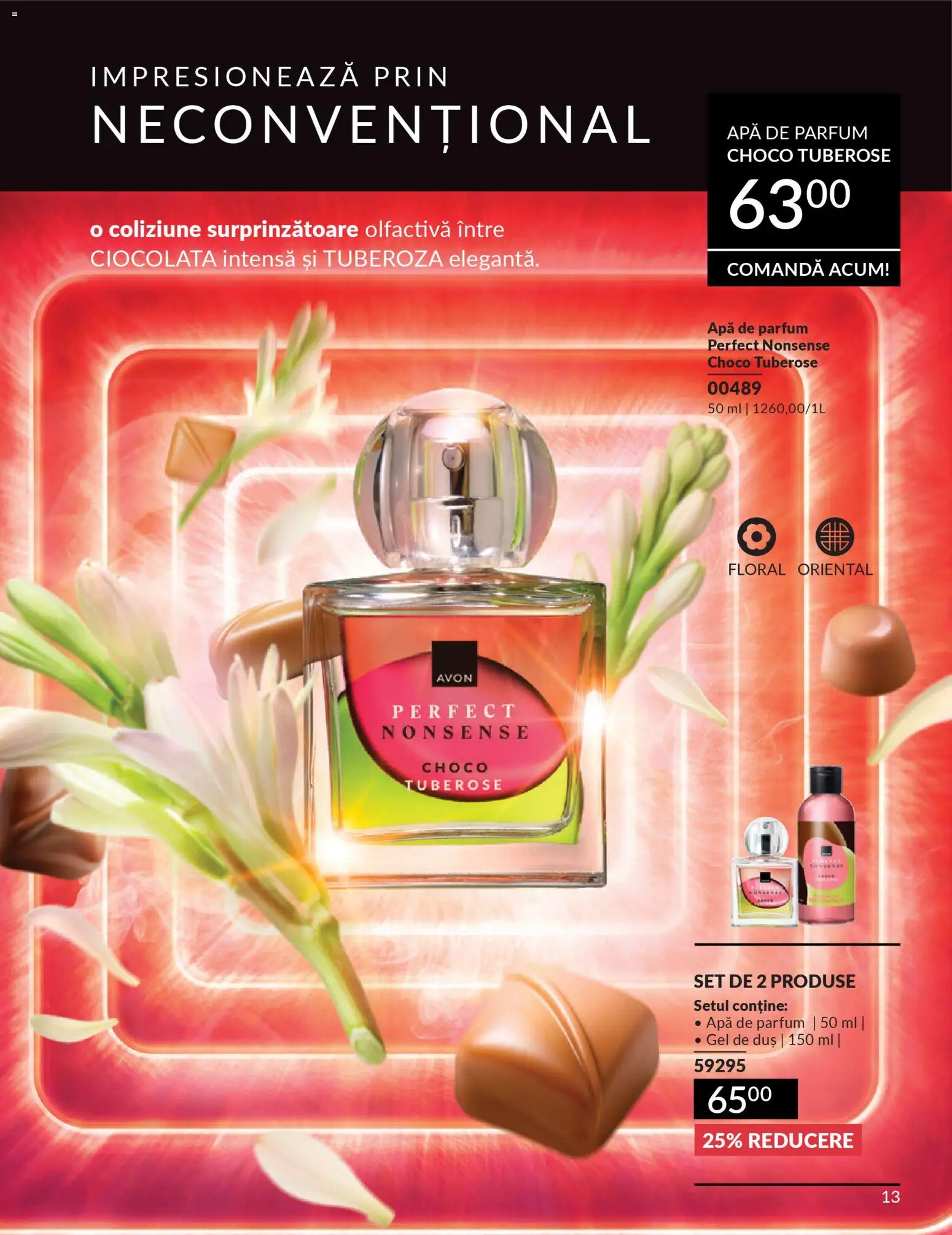 Noul catalog Avon – valabil de la 01.03.2026 | Pagină: 15 | Produse: Duș, Parfum, Ciocolată, Apă