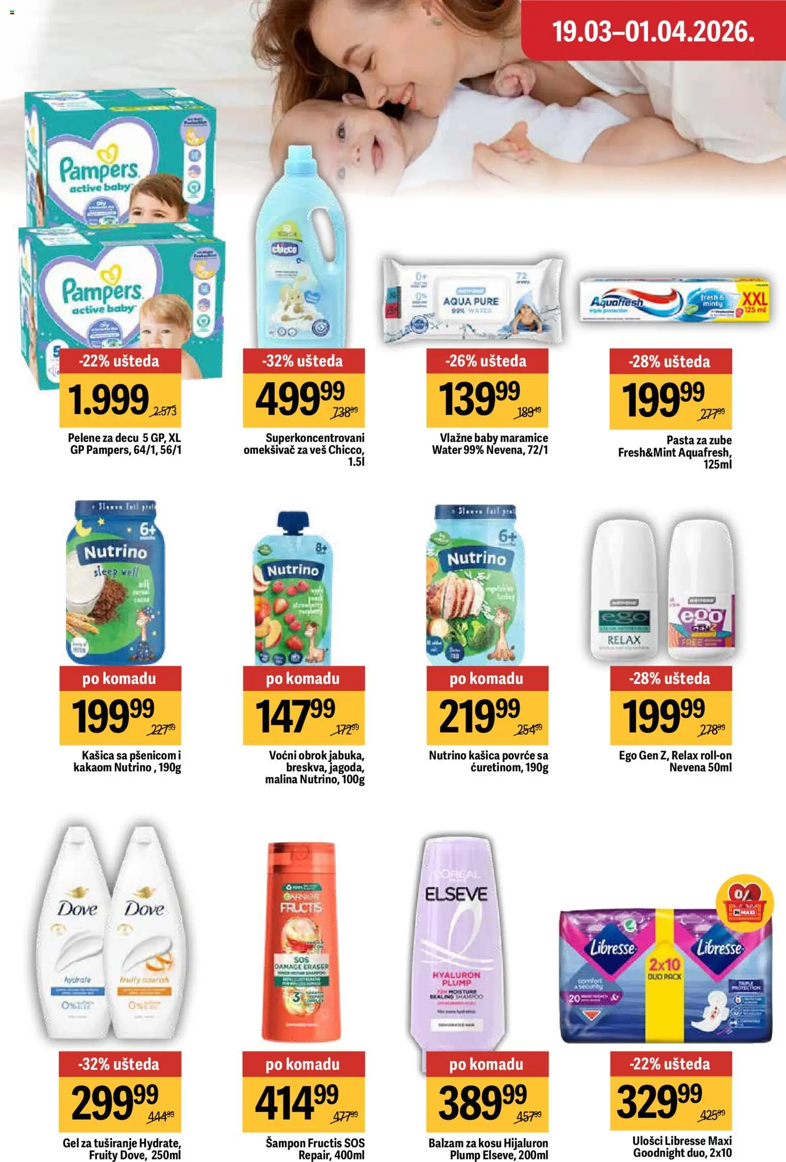Maxi katalog - važi od 26.03.2026 | Strana: 30 | Proizvode: Šampon, Gel za tuširanje, Dove, Pasta za zube