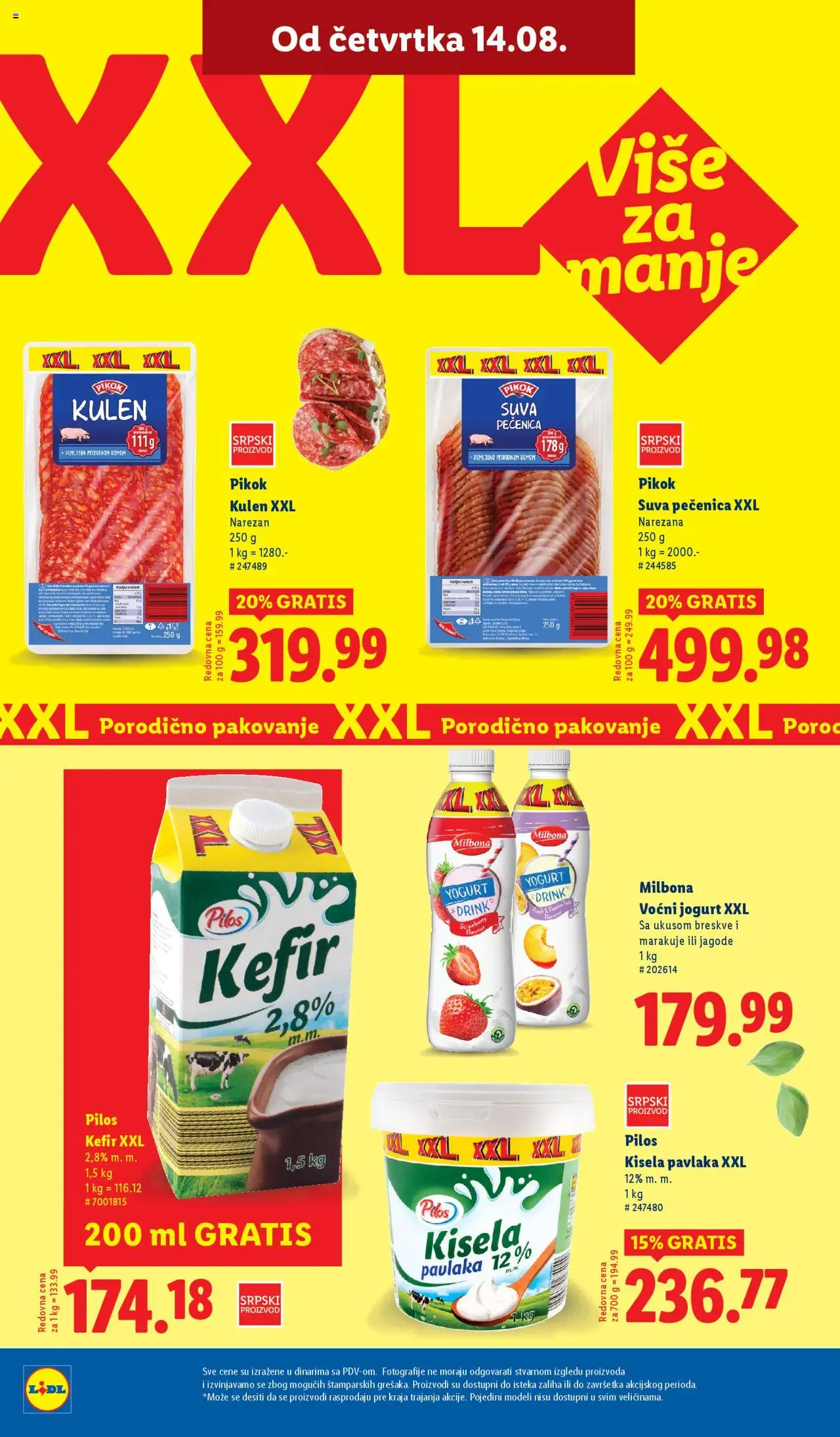 Lidl katalog - važi od 14.08.2025 | Strana: 24 | Proizvode: Kisela pavlaka, Kulen, Pakovanje, Voćni jogurt
