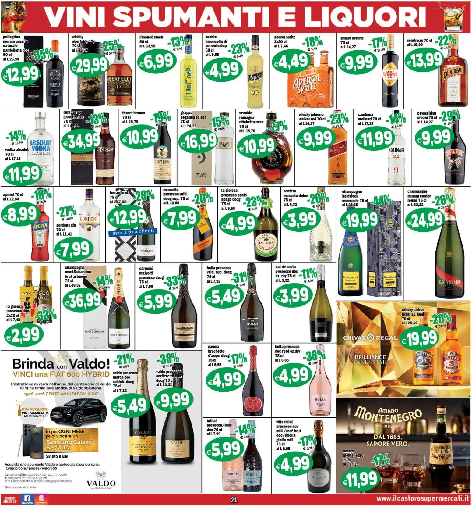 Volantino Il Castoro del 16.12.2025 | Pagina: 21 | Prodotti: Gin, Whisky, Champagne, Amaro