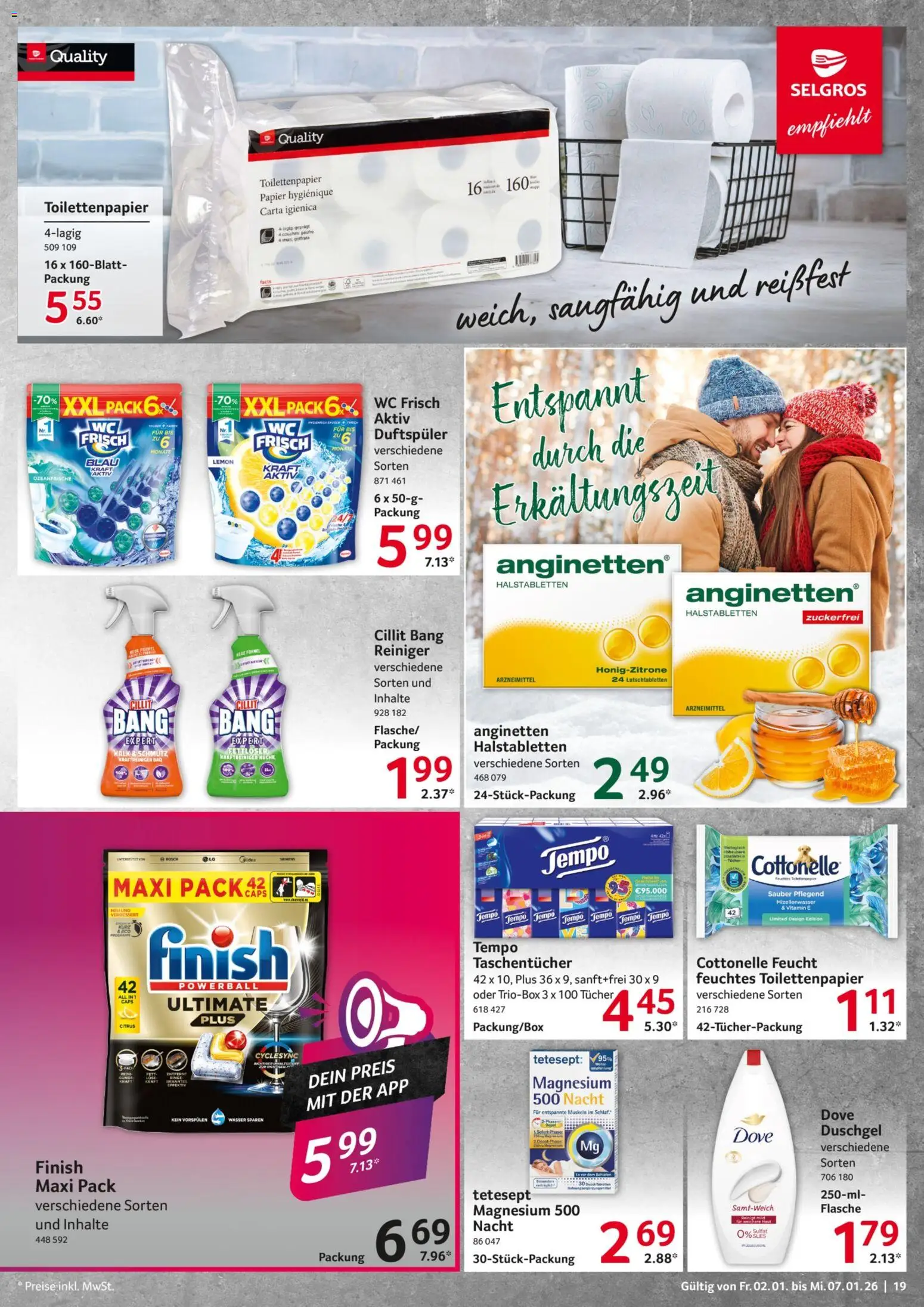 Selgros Prospekt 	 – gültig ab 02.01.2025 | Seite: 19 | Produkte: Finish, Wasser, Wc frisch, Feuchtes Toilettenpapier