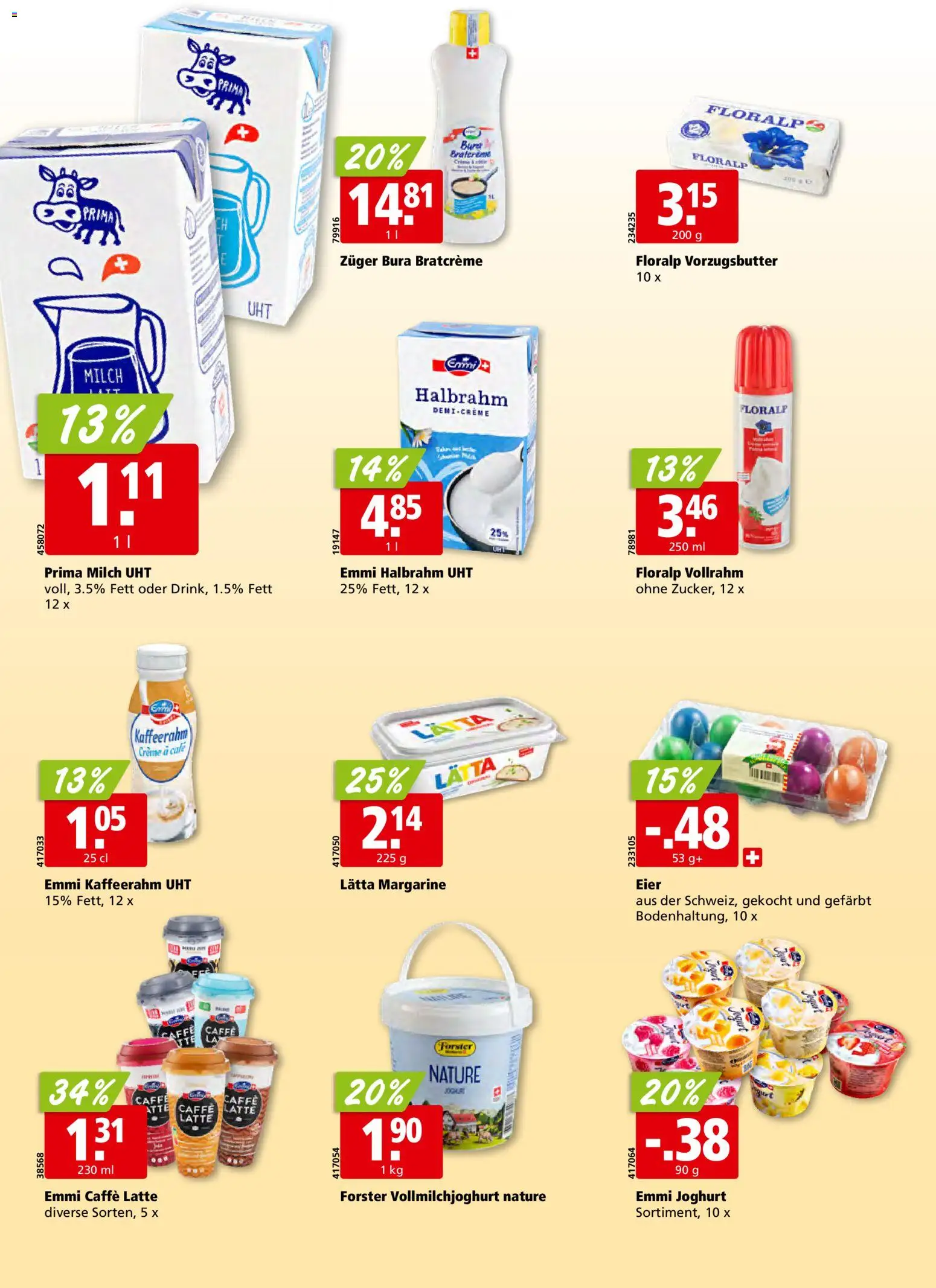 Aligro aktionen – gültig ab 23.03.2026 | Seite: 14 | Produkte: Milch, Joghurt, Eier, Creme