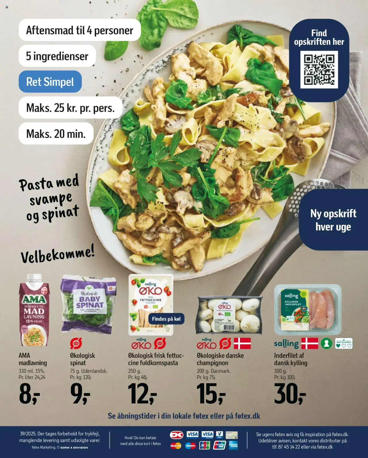 Føtex tilbudsavis – gyldig fra 19.09.2025 | Side: 39 | Produkter: Champignon, Svampe, Pasta, Spinat