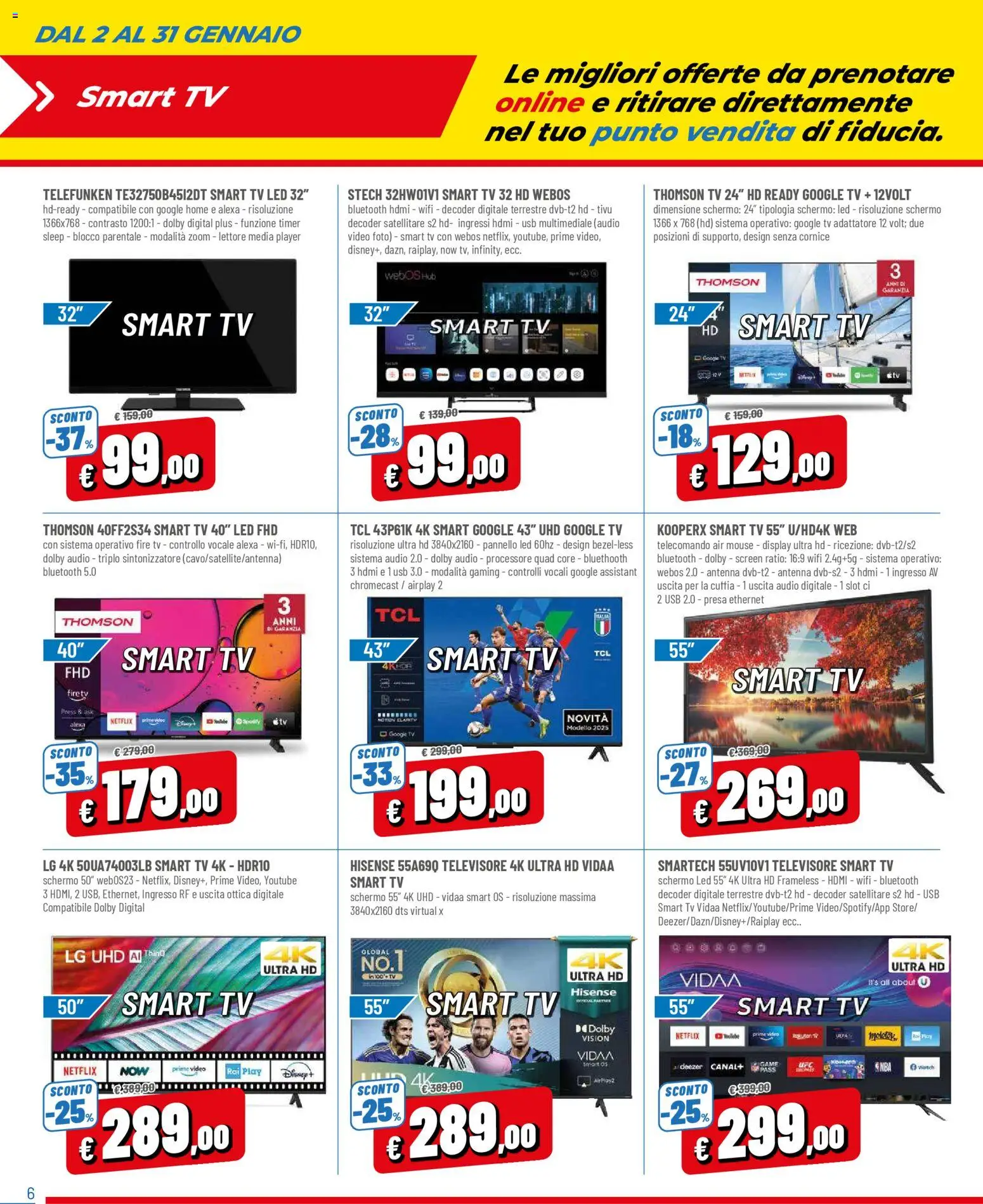Volantino Famila del 02.01.2026 | Pagina: 6 | Prodotti: Schermo, Decoder, TV, Video