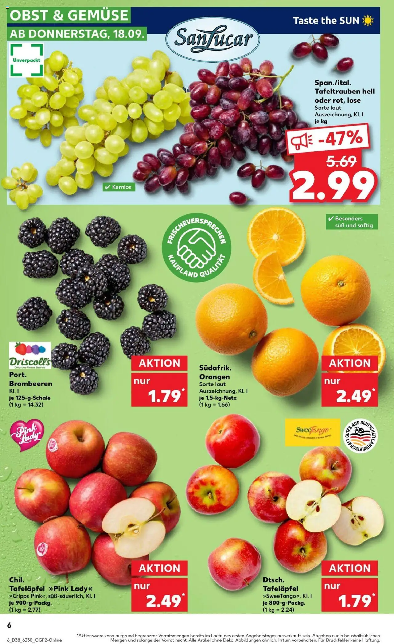Kaufland prospekt Hameln	 – gültig ab 21.09.2025 | Seite: 6 | Produkte: Orangen, Gemüse, Obst