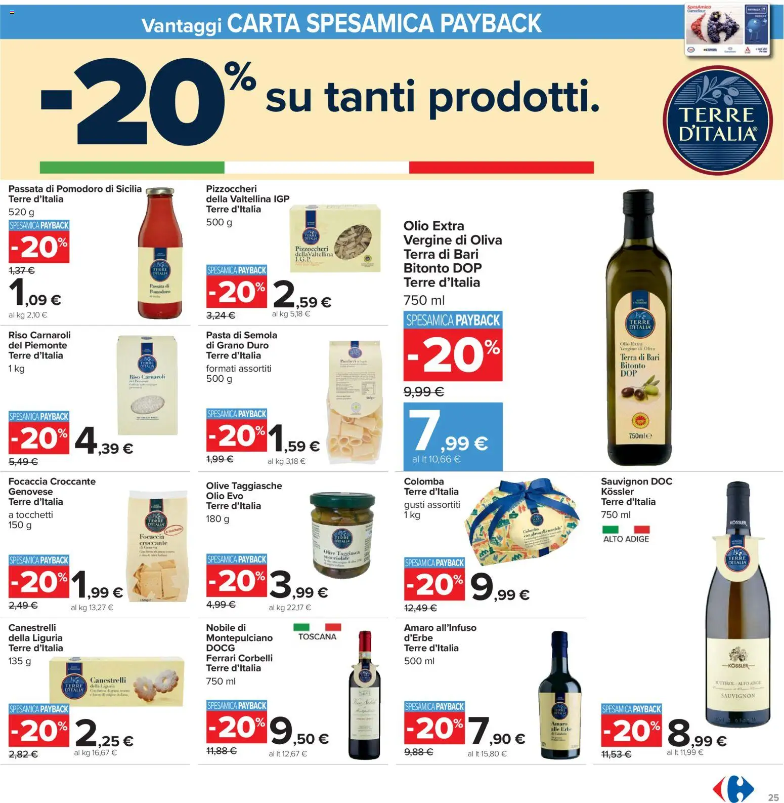 Volantino Carrefour del 26.03.2026 | Pagina: 25 | Prodotti: Focaccia, Pomodoro, Olive, Passata di pomodoro