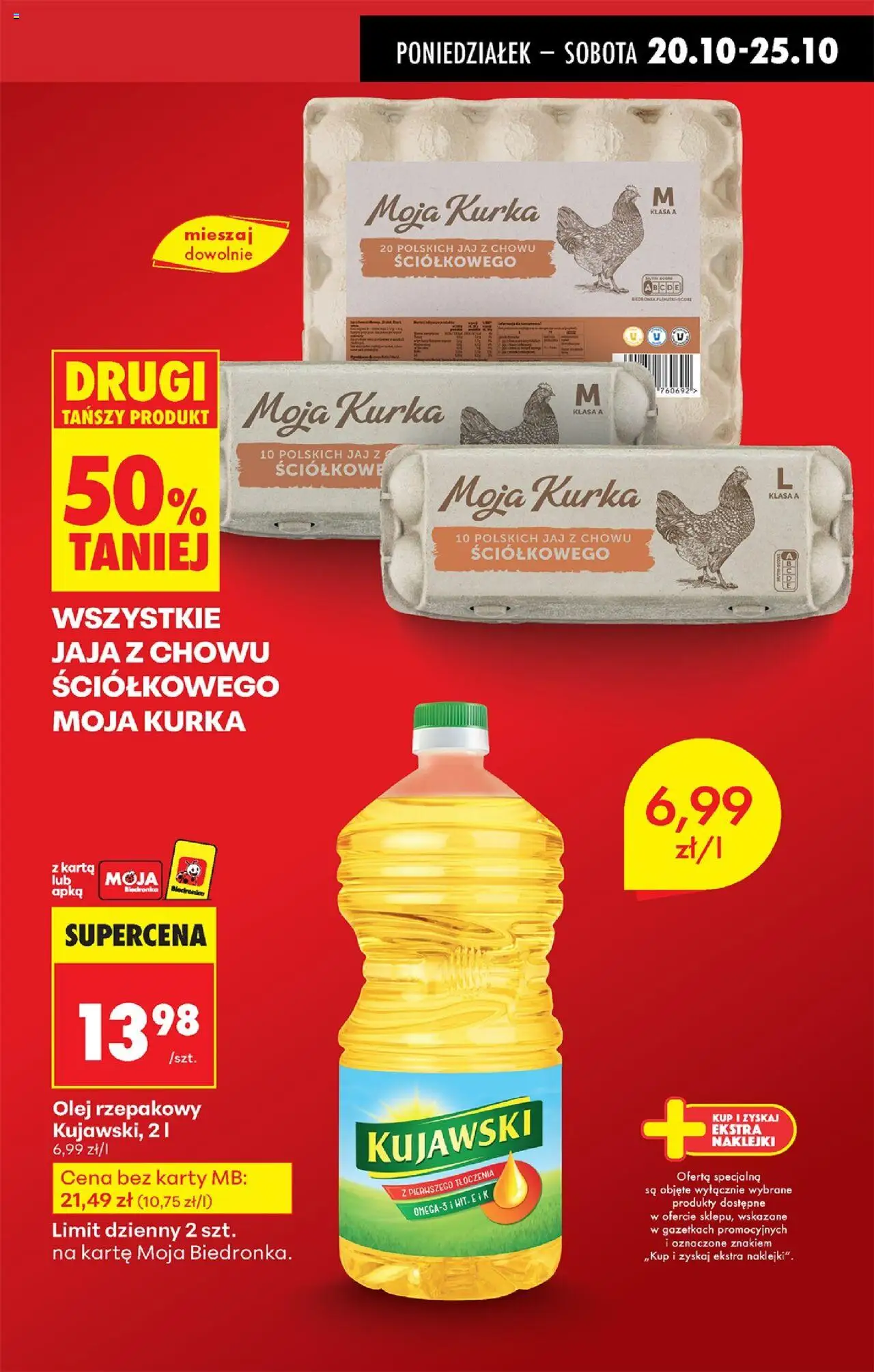 Biedronka gazetka od 20.10.2025 | Strona: 5 | Produkty: Karta, Olej rzepakowy, Olej, Jaja
