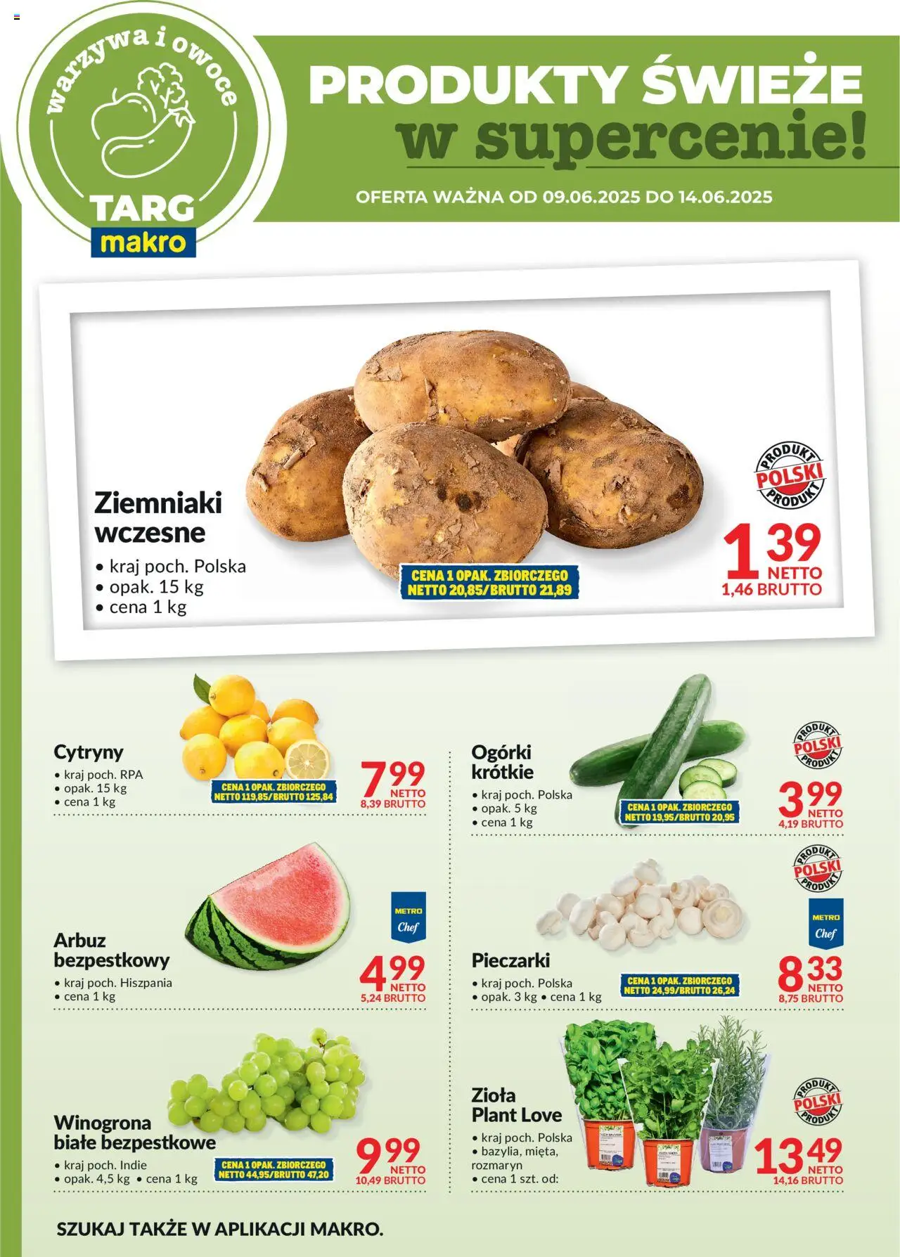 Makro Gazetka - Oferta świeża w super cenach od 09.06.2025 | Strona: 5 | Produkty: Winogrona, Pieczarki, Ogórki, Owoce