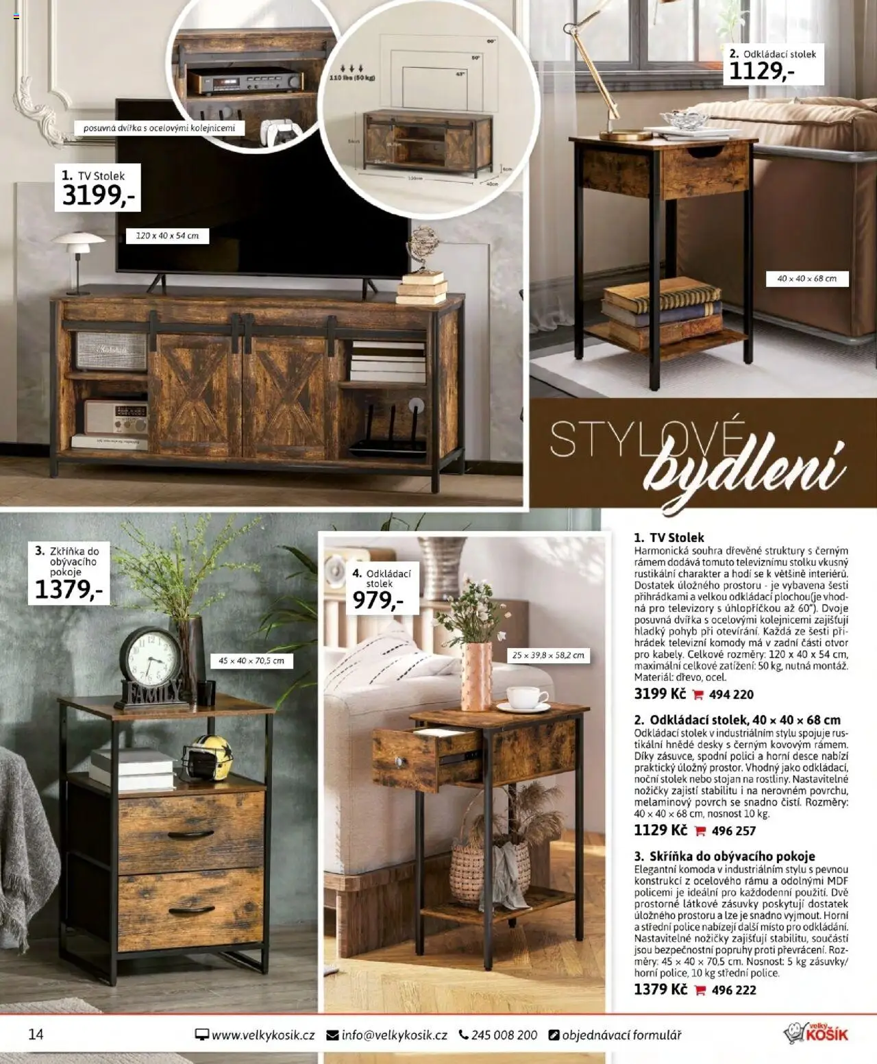 Velký Košík katalog září od 01.09.2025 | Strana: 14 | Produkty: Komody, Odkládací stolek, Stolek, Police