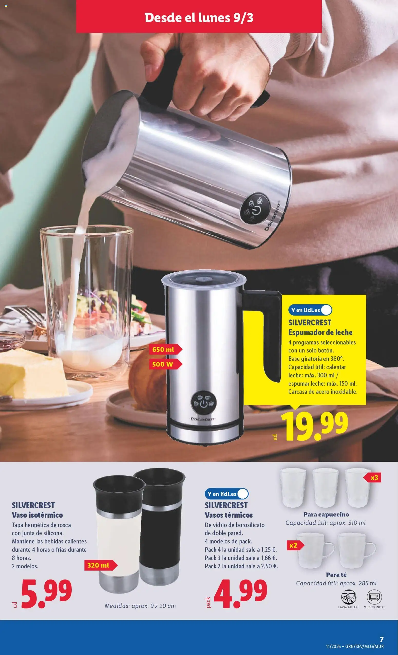 Lidl folleto de bazar │ válido desde el 09.03.2026 | Página: 17 | Productos: Leche, Vasos, Té, Lavavajillas