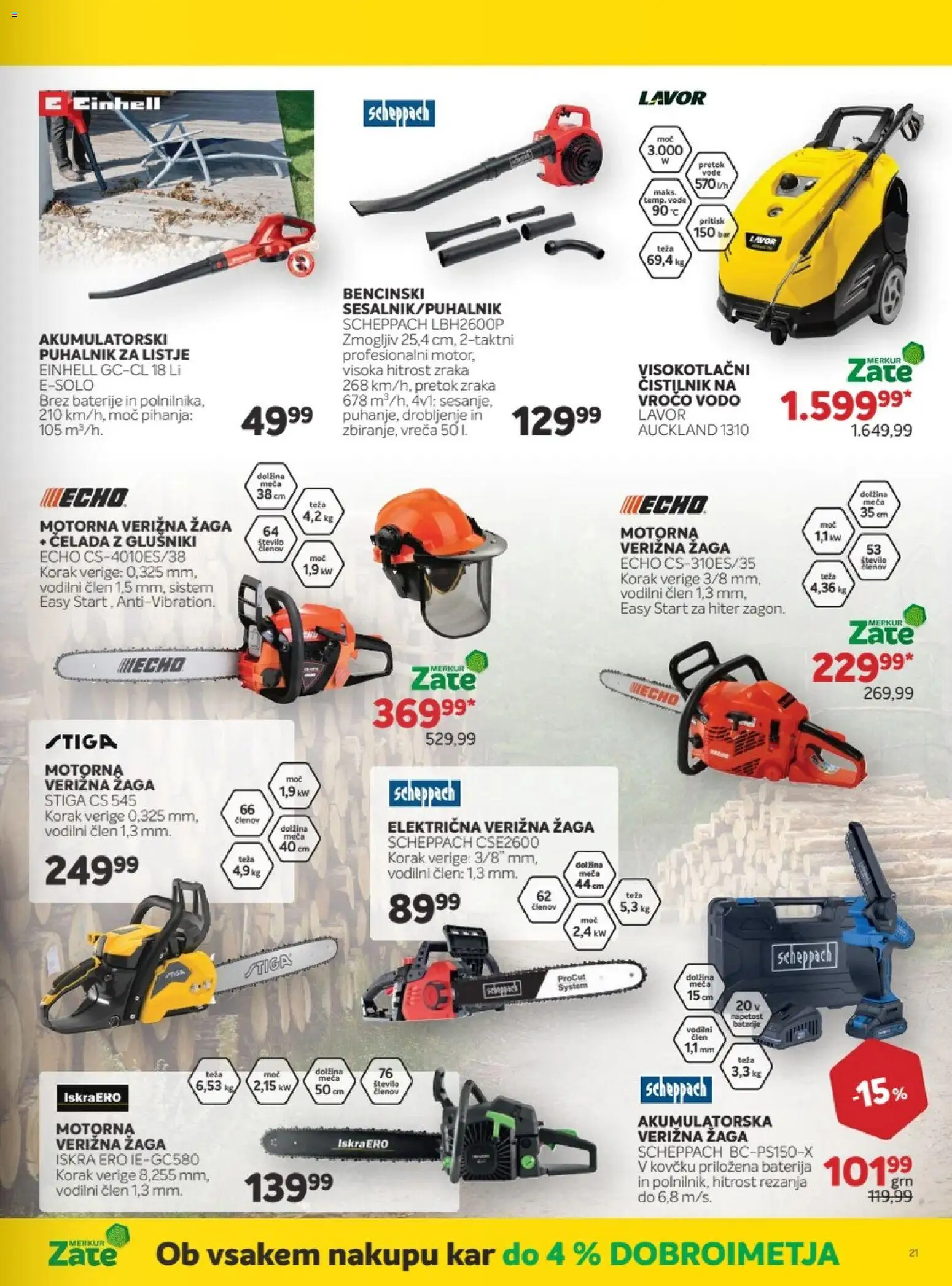 Novi Merkur katalog ponudbe – veljaven od 01.10.2025 | Stran: 43 | Izdelki: Teza, Verižna žaga, Baterije, Čelada