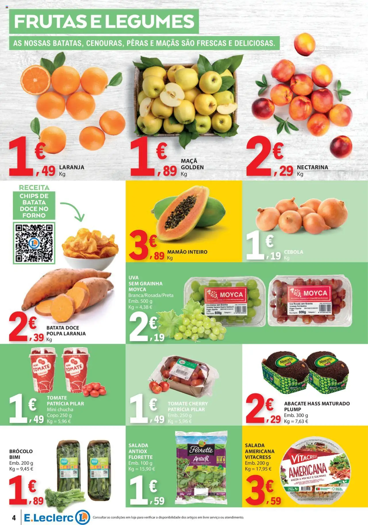 E.Leclerc folheto │ válido de 14.08.2025 | Página: 4 | Produtos: Batata, Forno, Peras, Maçãs