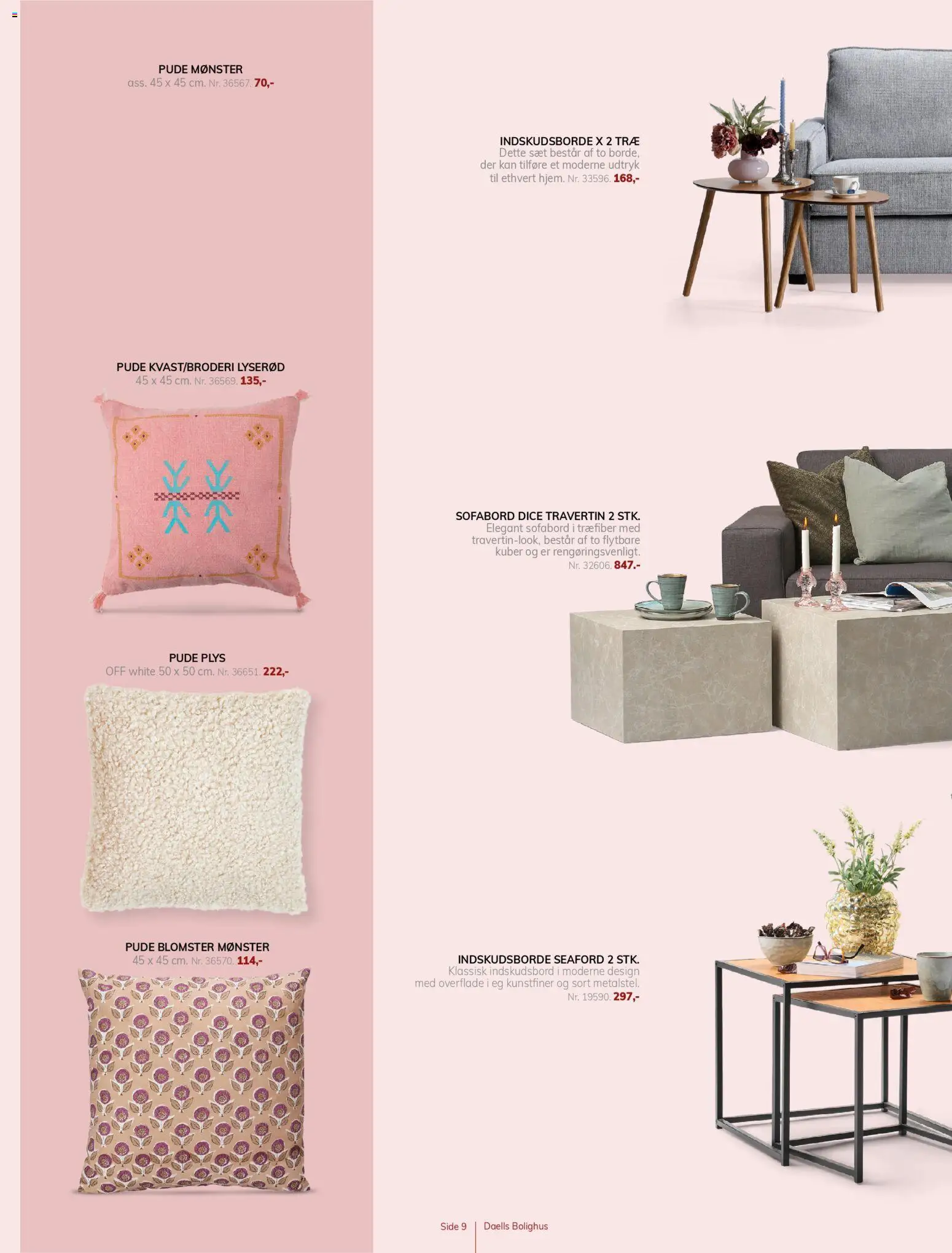 Daells Bolighus tilbudsavis – gyldig fra 14.11.2025 | Side: 9 | Produkter: Pude, Sofabord