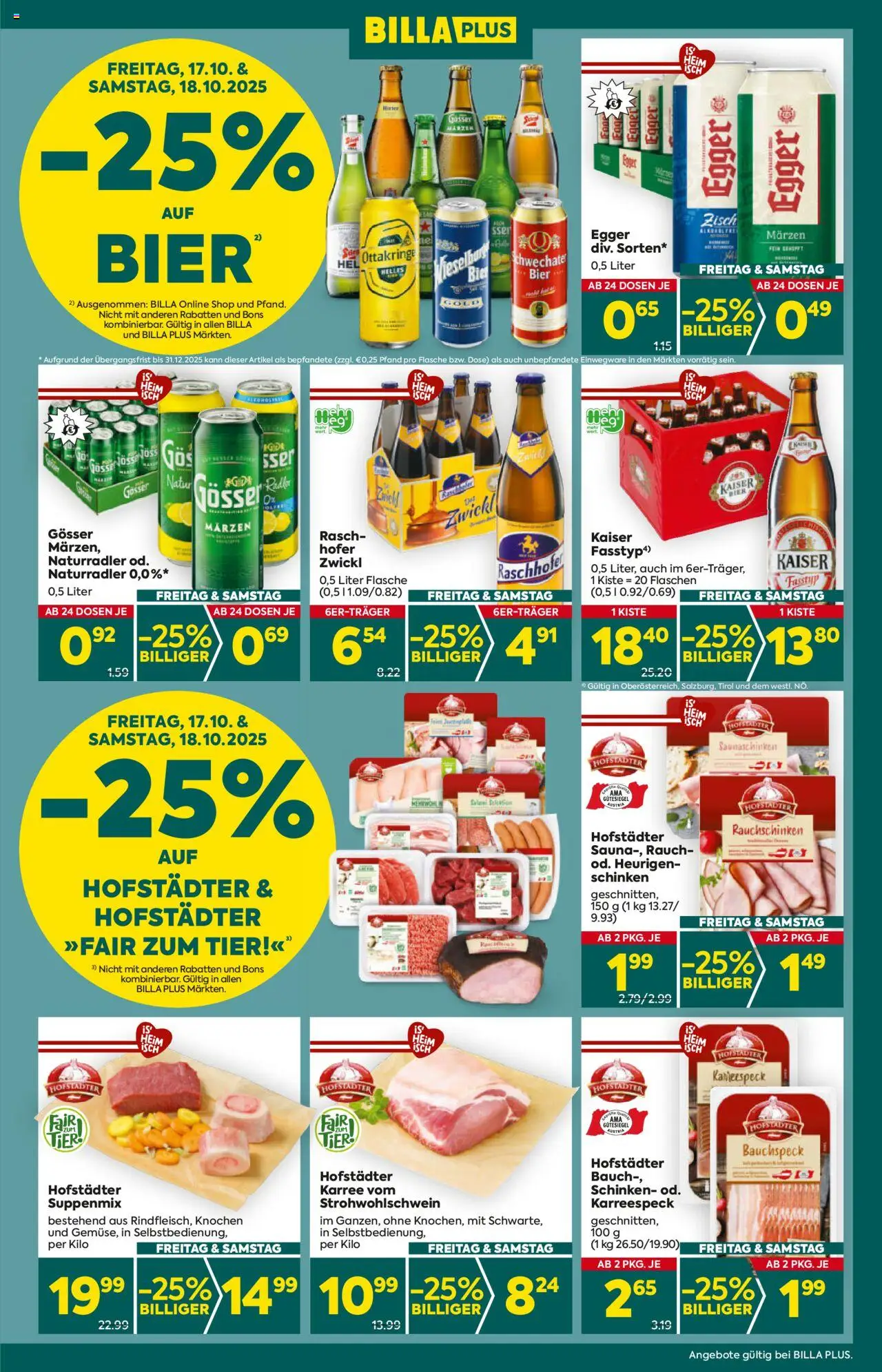 Billa Plus Flugblatt - Oberösterreich gültig ab 16.10.2025 | Seite: 3 | Produkte: Schinken, Bier