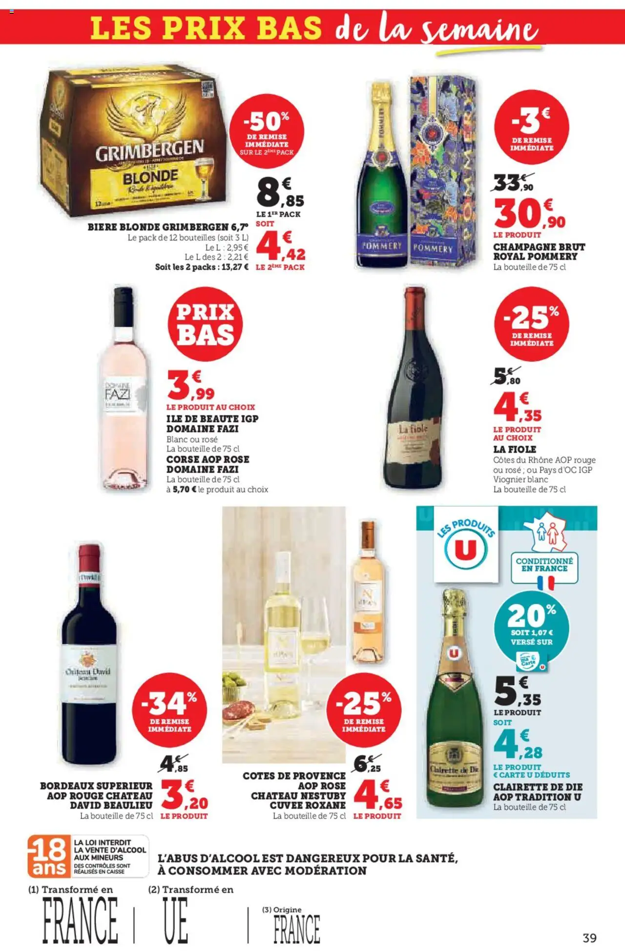  | Page: 39 | Produits: Champagne brut, Bière blonde, Champagne, Bière