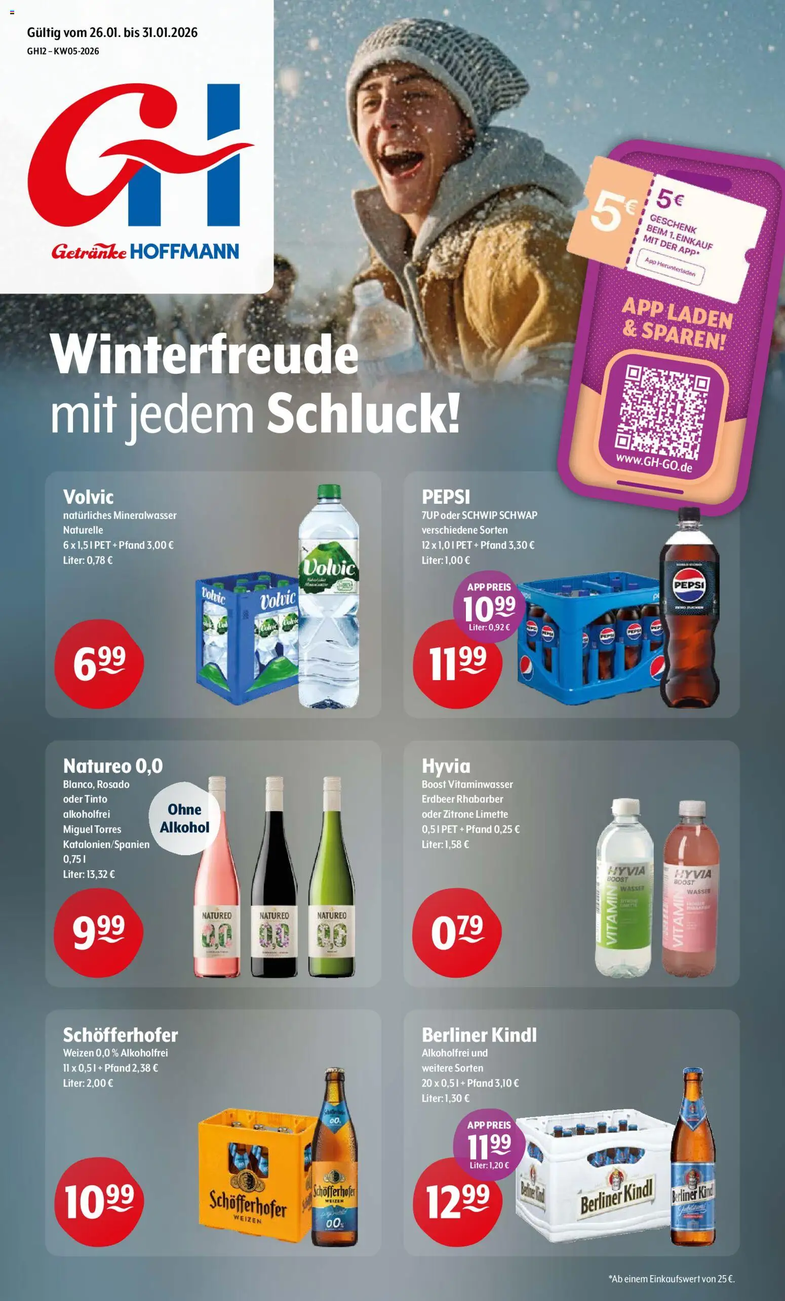 Getränke Hoffmann - Brandenburg – gültig ab 26.01.2026 | Seite: 1 | Produkte: Schwip schwap, Wasser, Rhabarber, Volvic