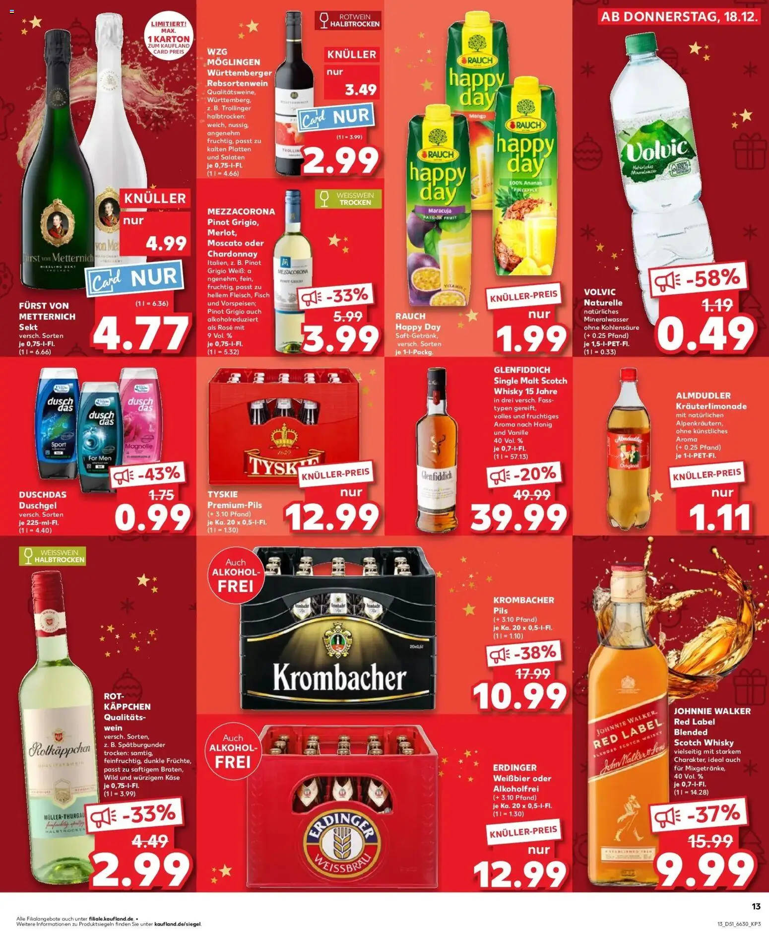 Kaufland prospekt Olpe	 – gültig ab 22.12.2025 | Seite: 13 | Produkte: Tyskie, Käse, Duschdas, Johnnie walker