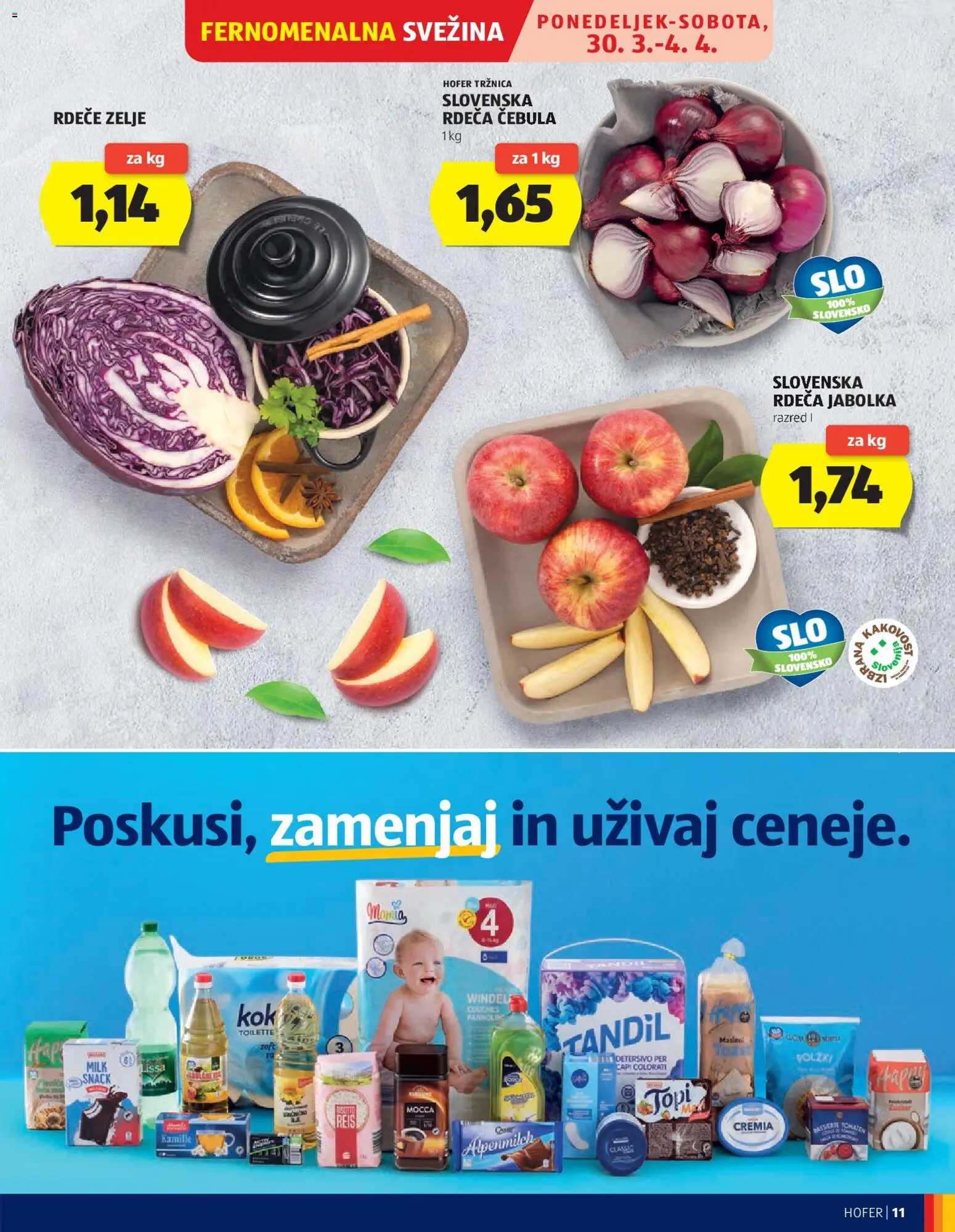 Novi Hofer katalog ponudbe – veljaven od 25.03.2026 | Stran: 11 | Izdelki: Toast, Jabolka, Detergent, Cebula