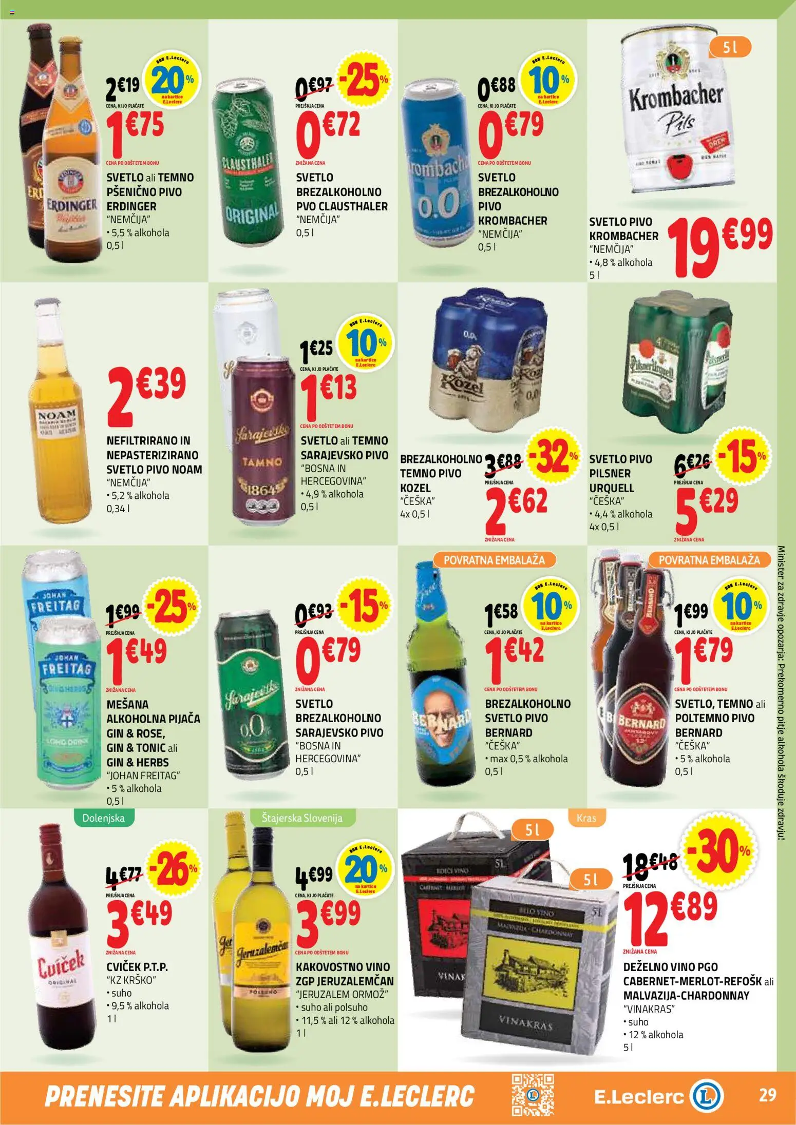 Novi E.leclerc katalog ponudbe – veljaven od 08.04.2026 | Stran: 29 | Izdelki: Vino, Pivo, Gin