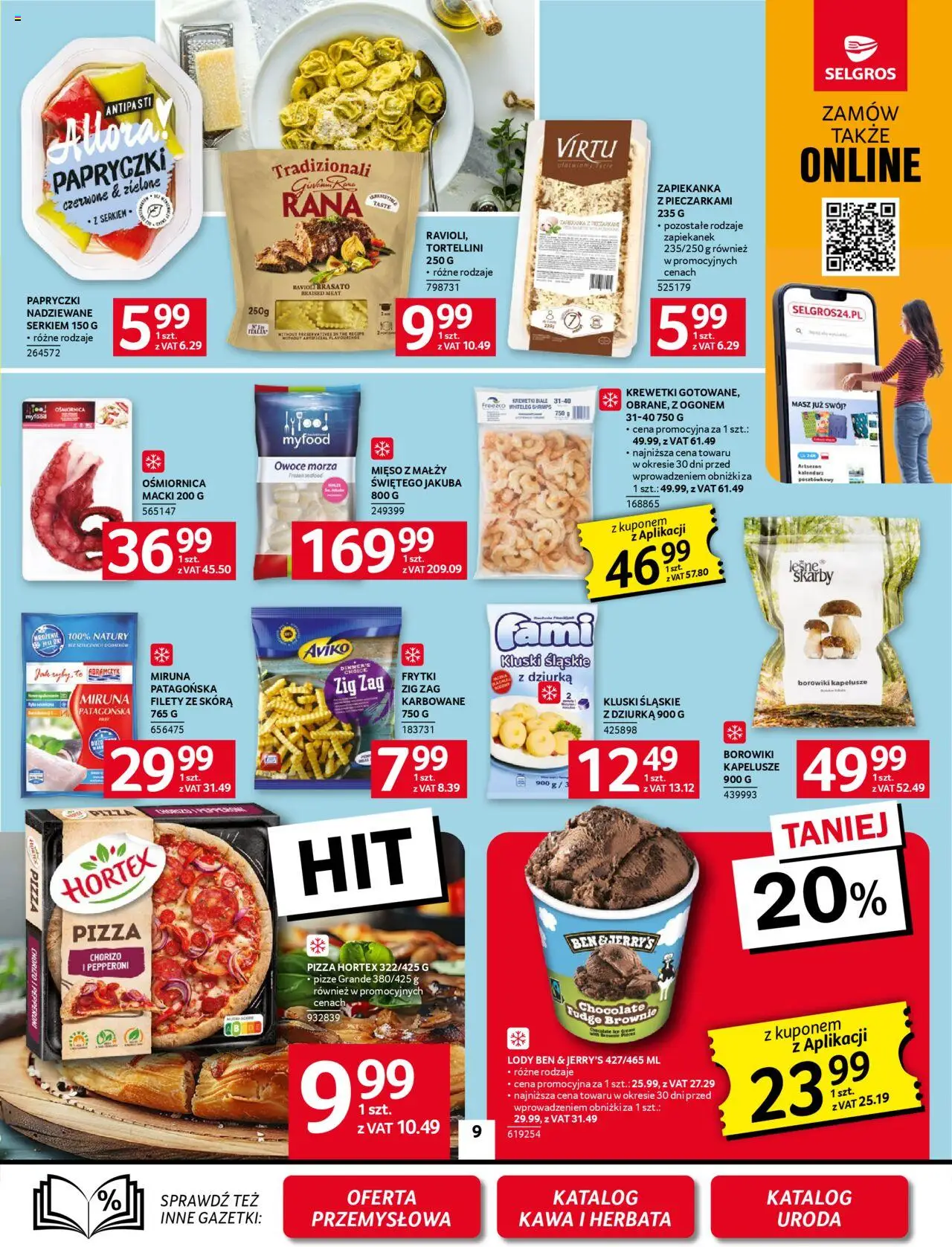 Selgros cash&carry Gazetka od 09.10.2025 | Strona: 9 | Produkty: Krewetki, Kalendarz, Tortellini, Brownie
